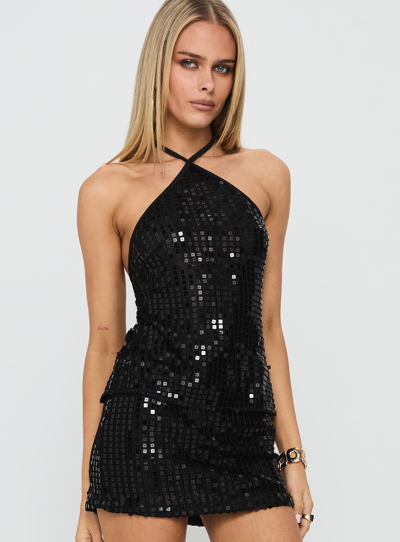 Alternative view of September Sunsets Halter Top Black