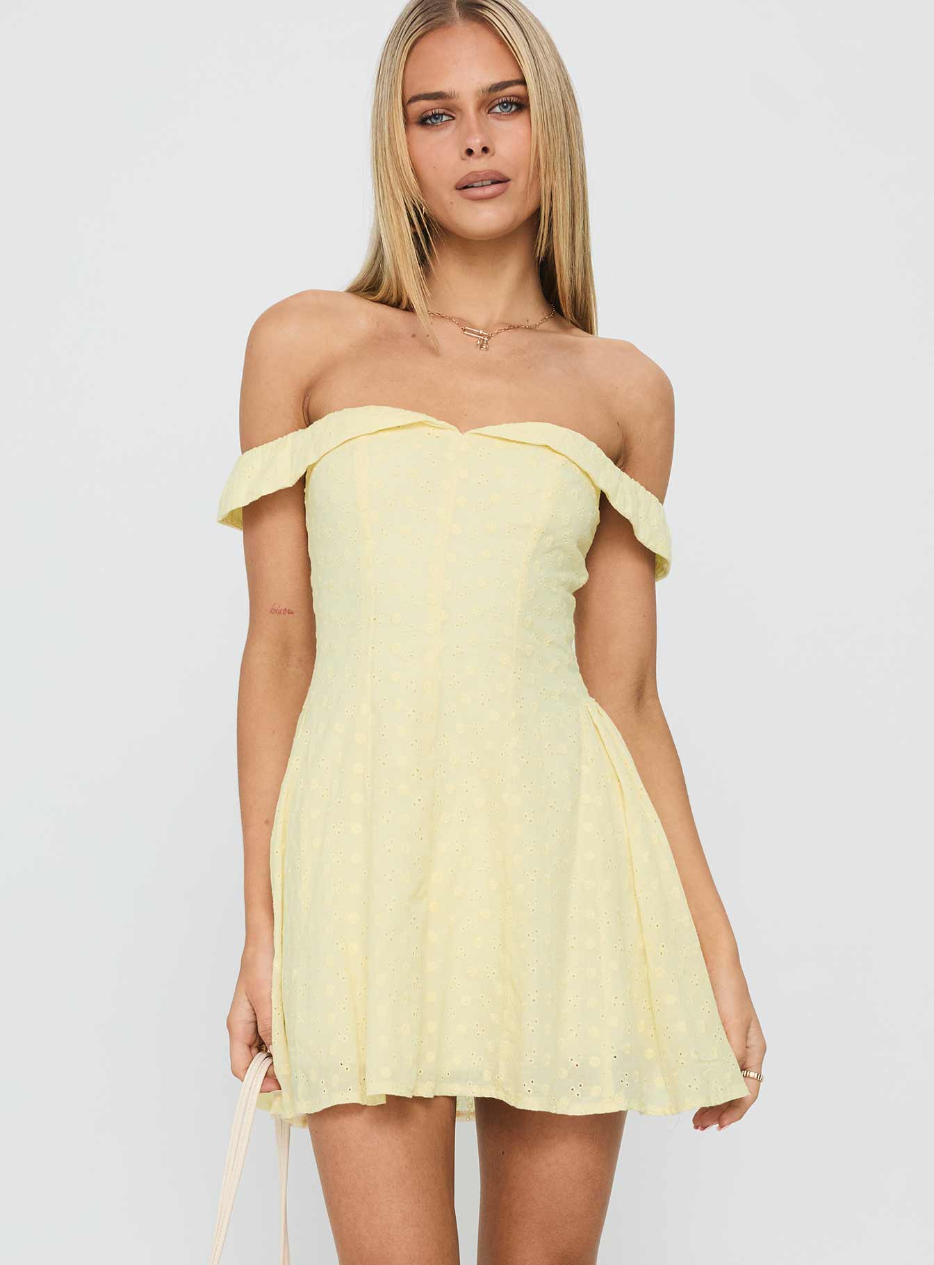 Alternative view of Rosebud Off The Shoulder Mini Dress Lemon