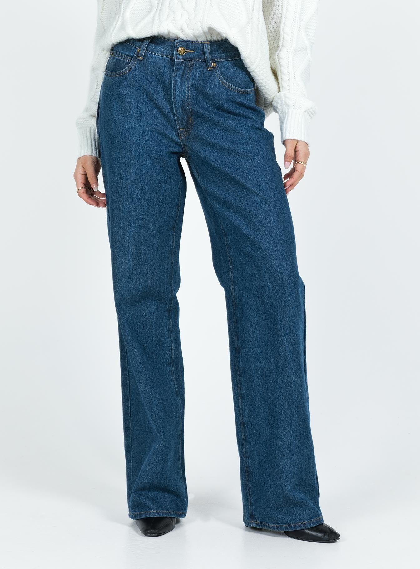 Alternative view of Top Model Low Rise Straight Leg Jeans Dark Denim