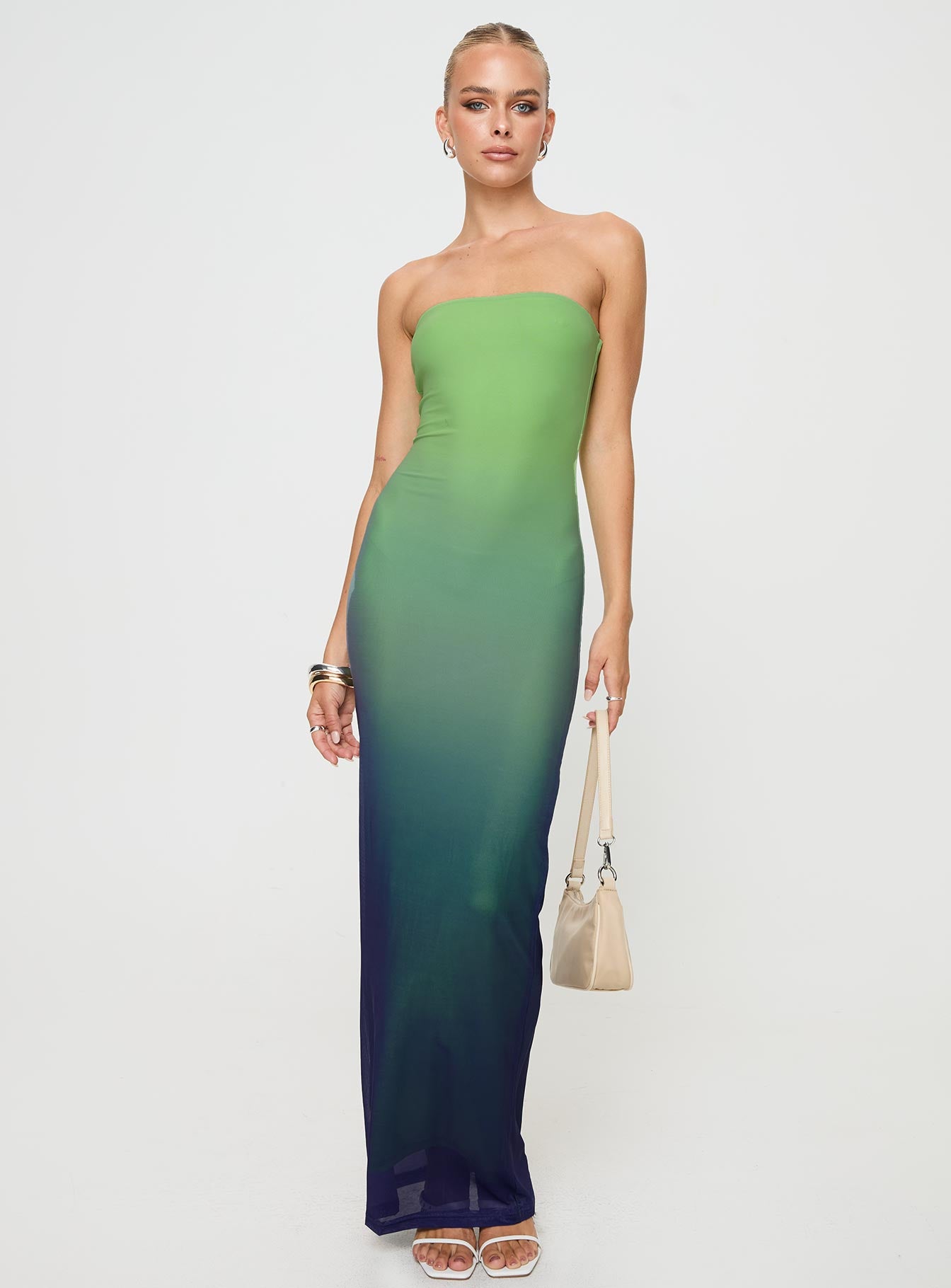 Alternative view of Stolen Love Strapless Maxi Dress Blue / Green Ombre