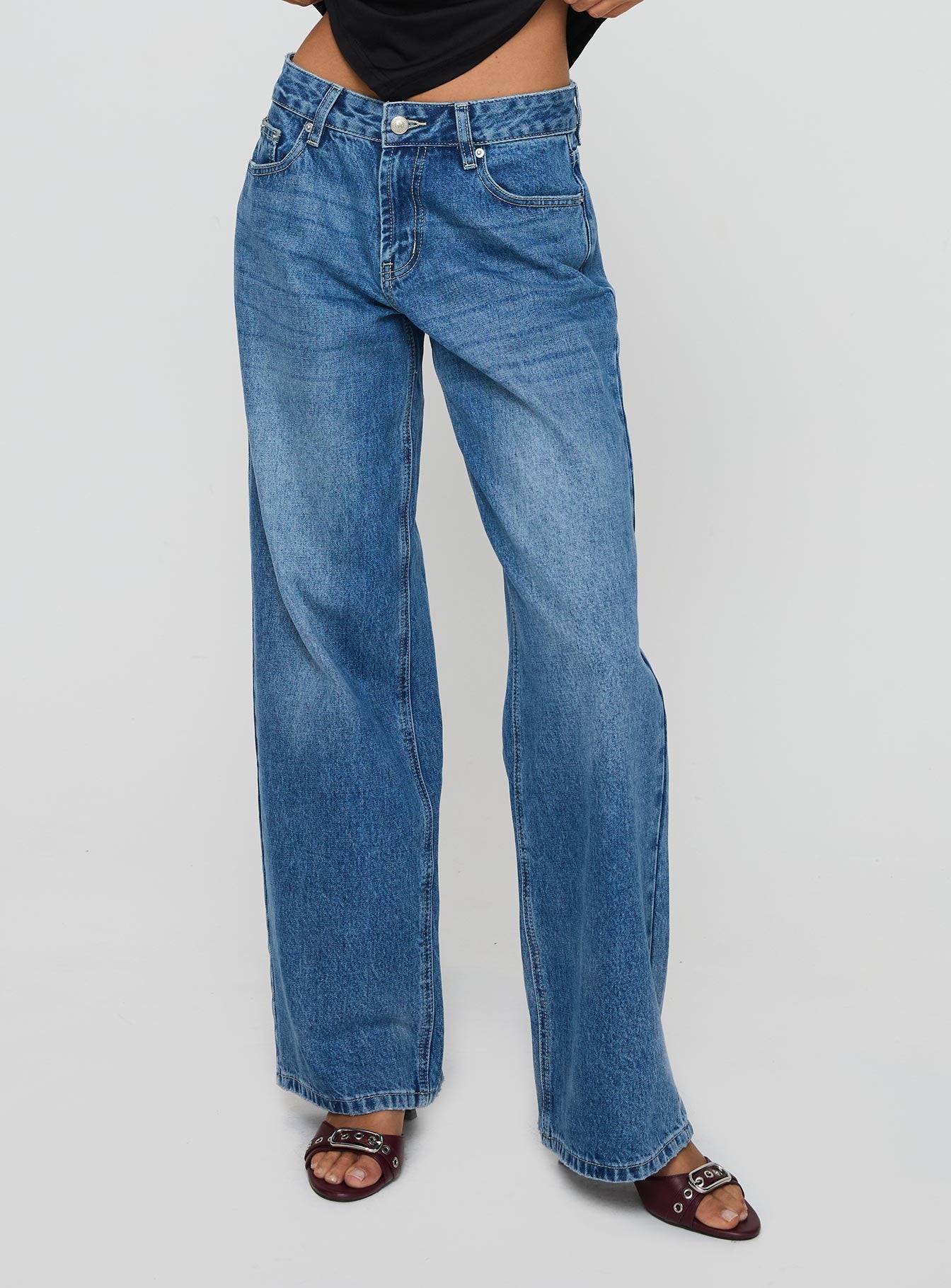 Alternative view of Serenitia Mid Rise Relaxed Jeans Mid Blue Wash Petite