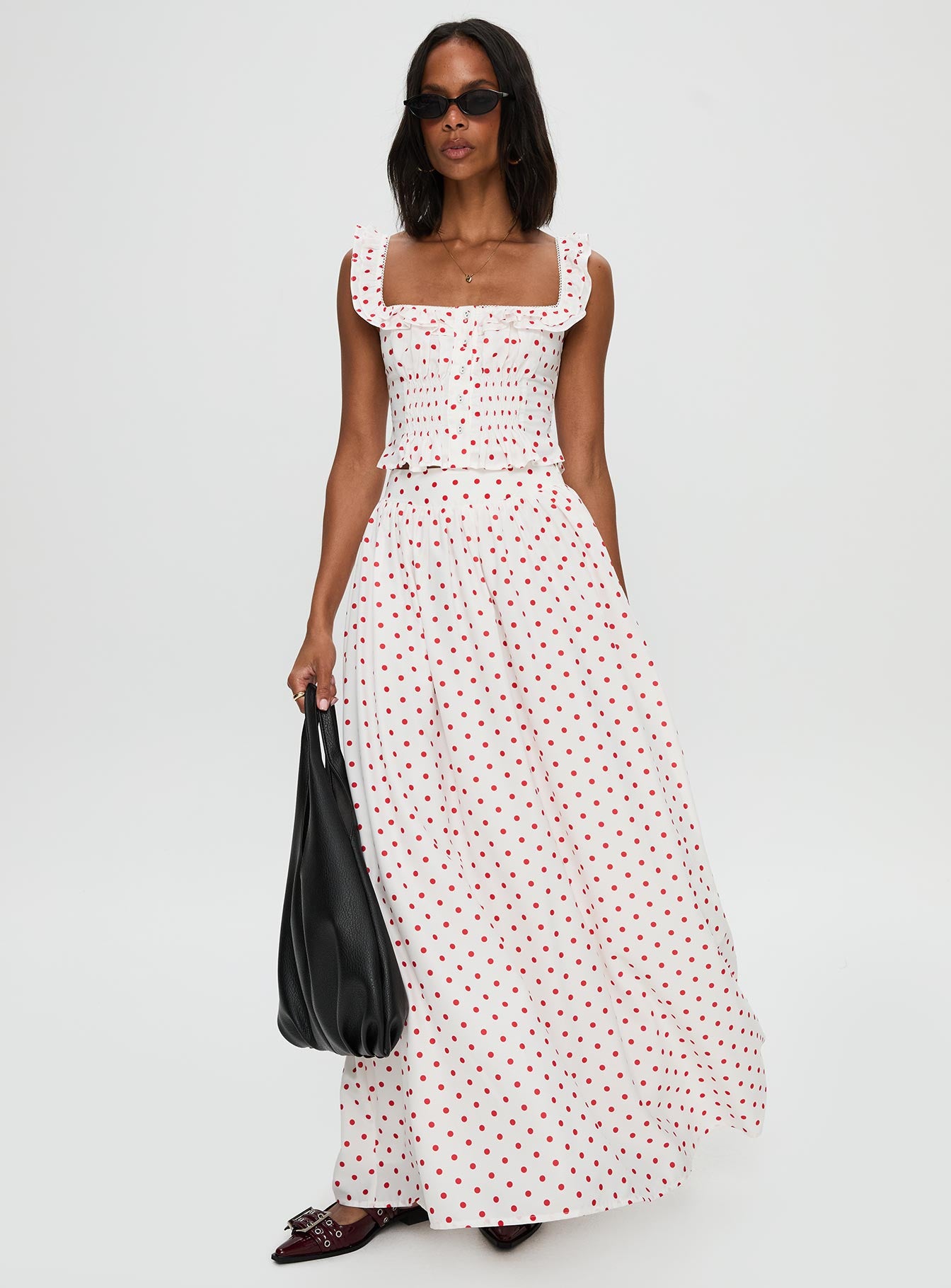 Alternative view of Valerio Maxi Skirt White / Red