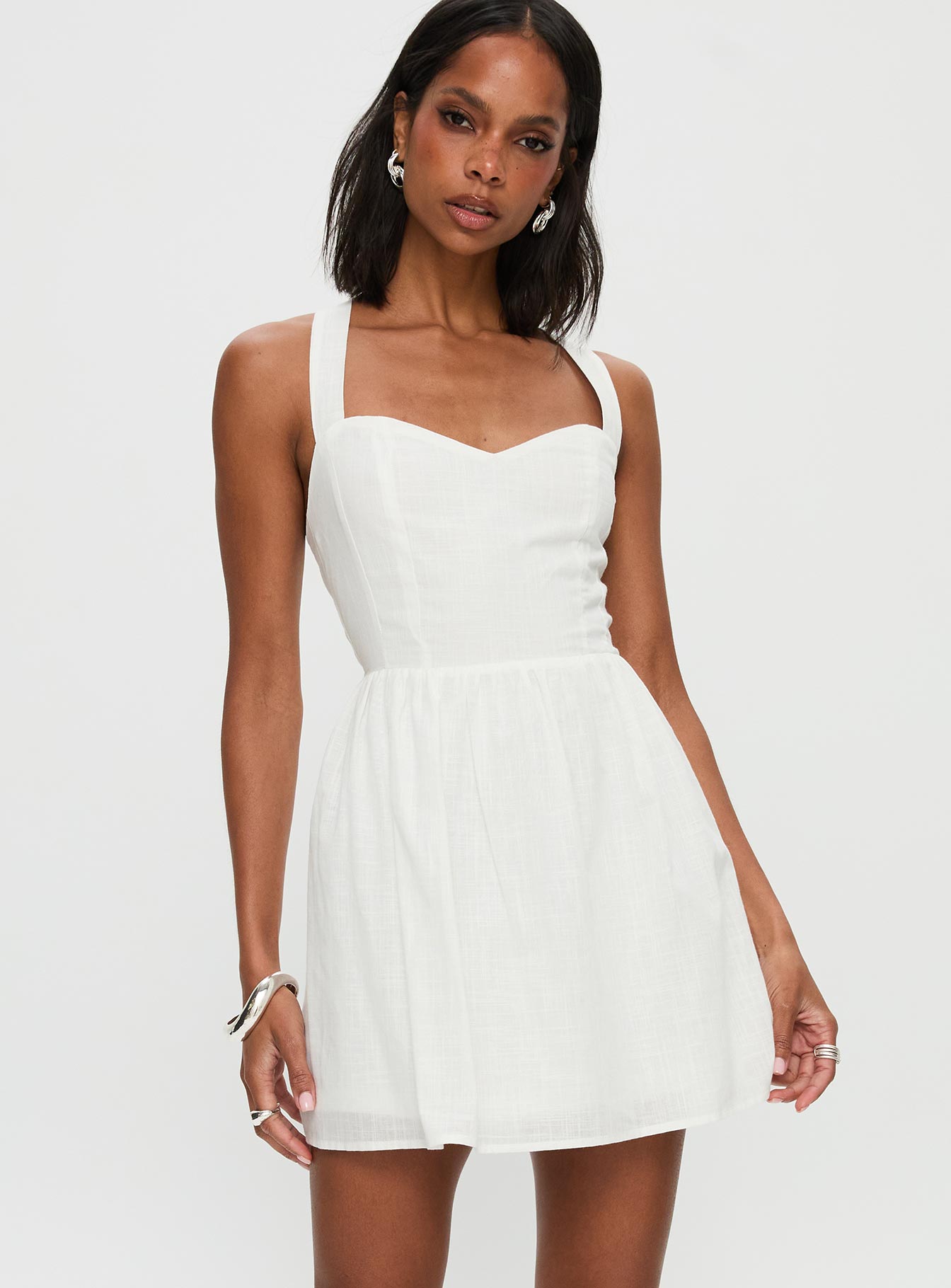 Alternative view of Zolena Halter Mini Dress White