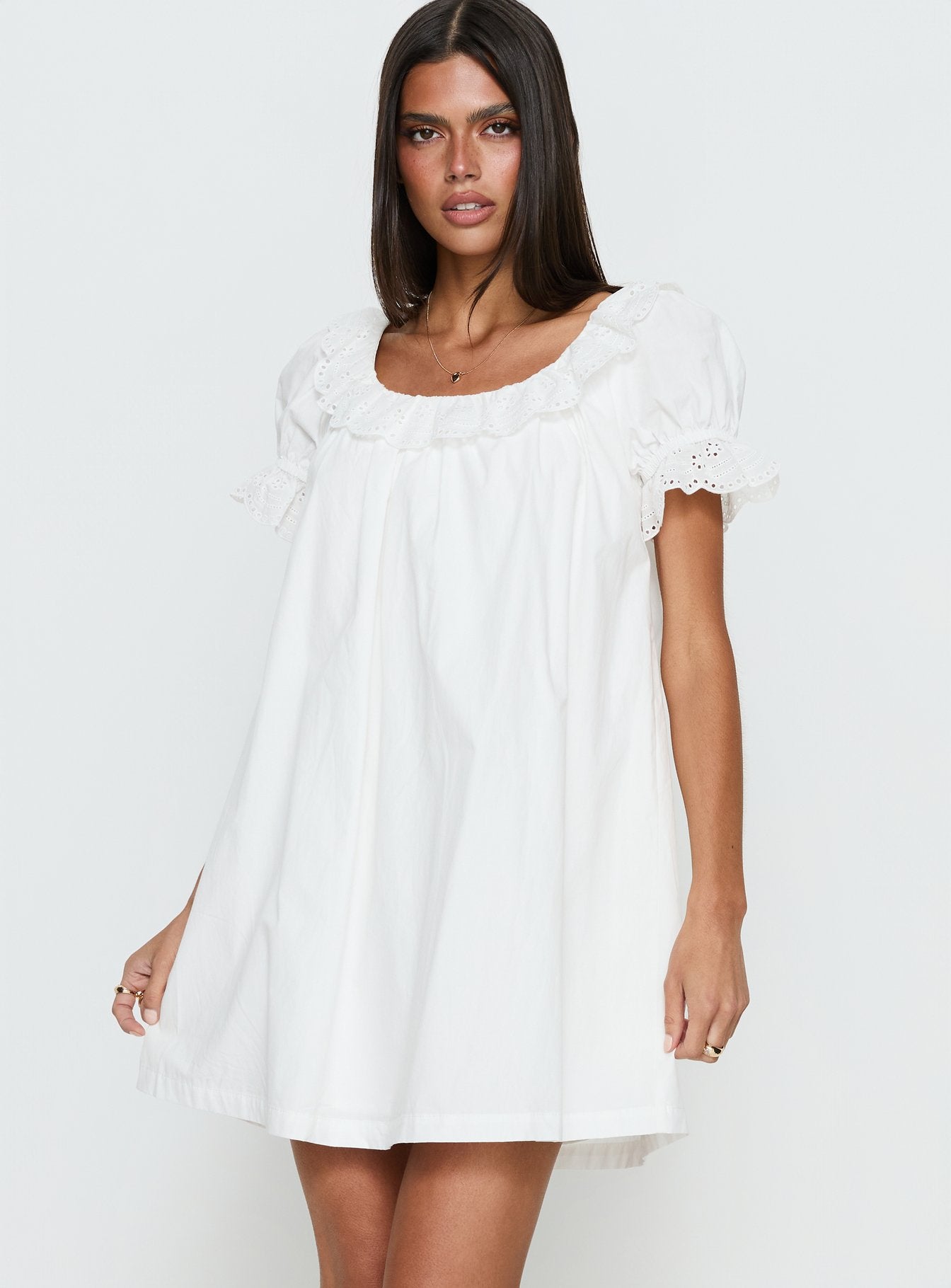 Alternative view of Trinka Frill Collared Mini Dress White