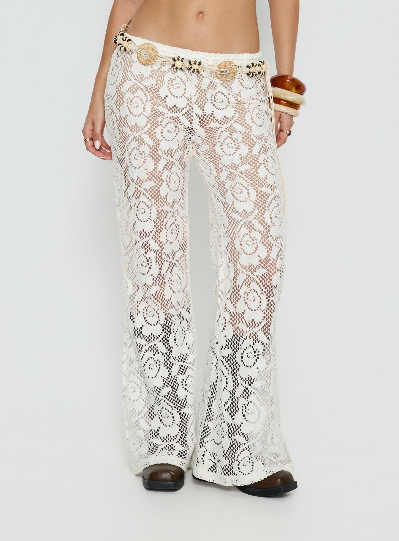 Alternative view of Rosadonna Lace Flare Pants Cream