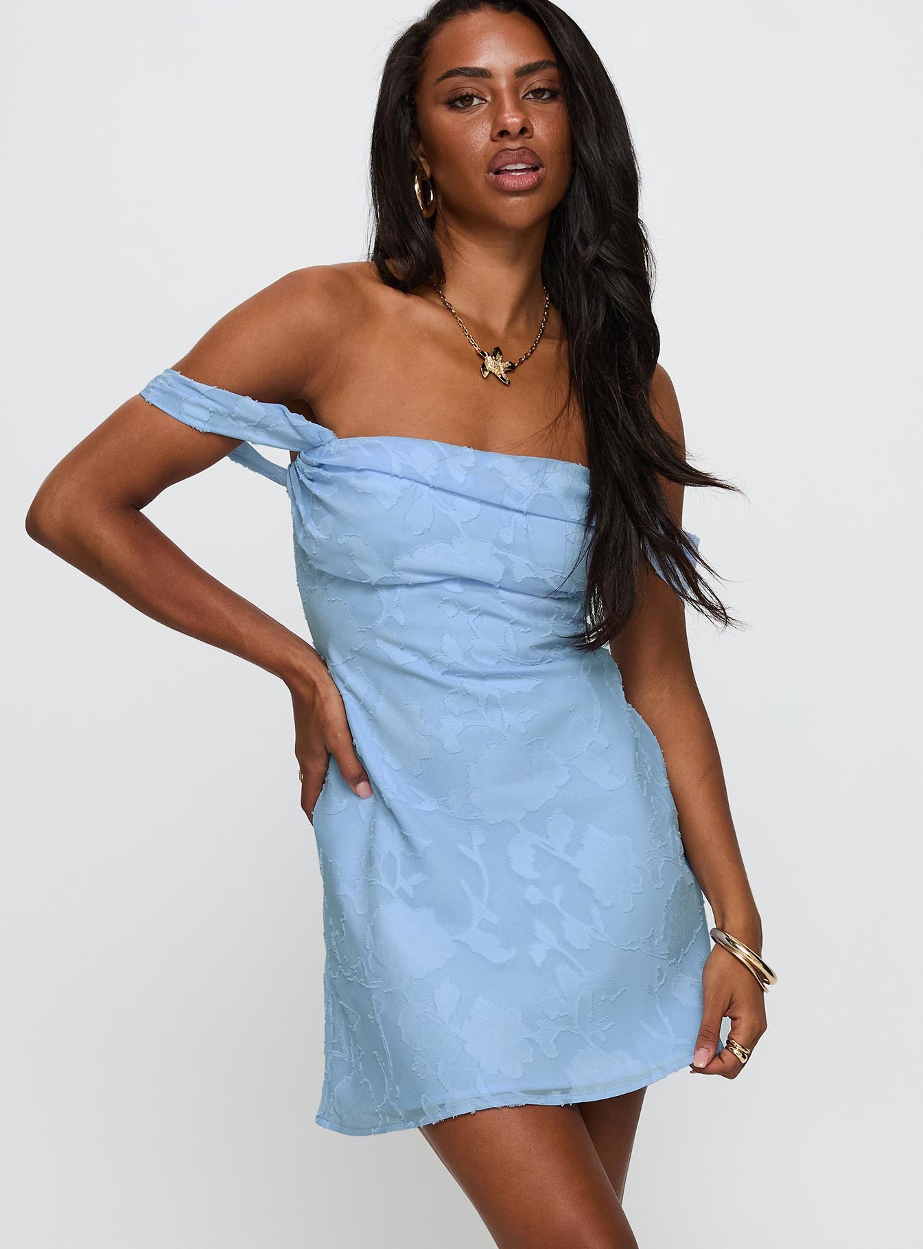 Alternative view of Zabbarra Off The Shoulder Mini Dress Blue