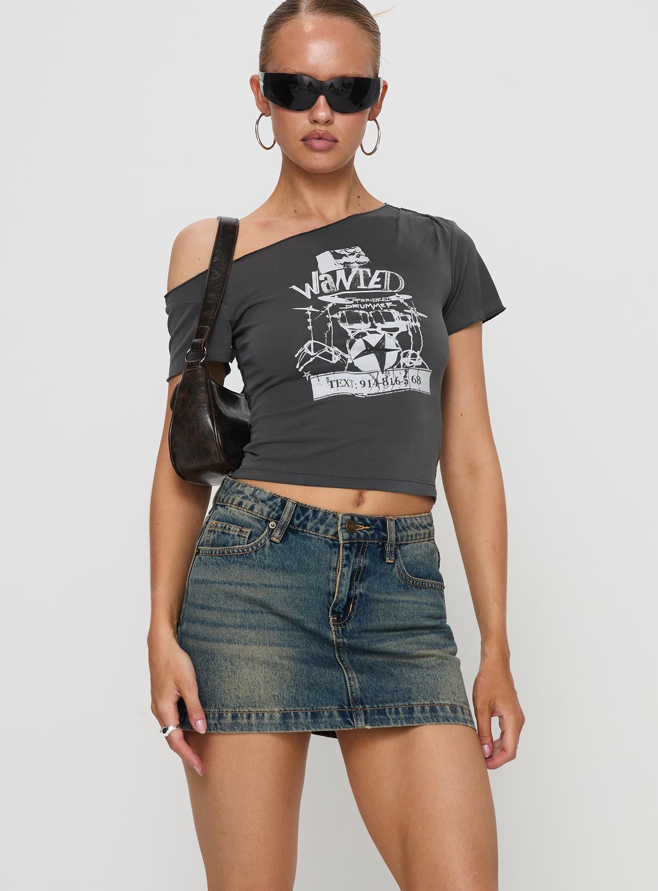 Alternative view of Ribbon Stamp Mini Skirt Antique Wash