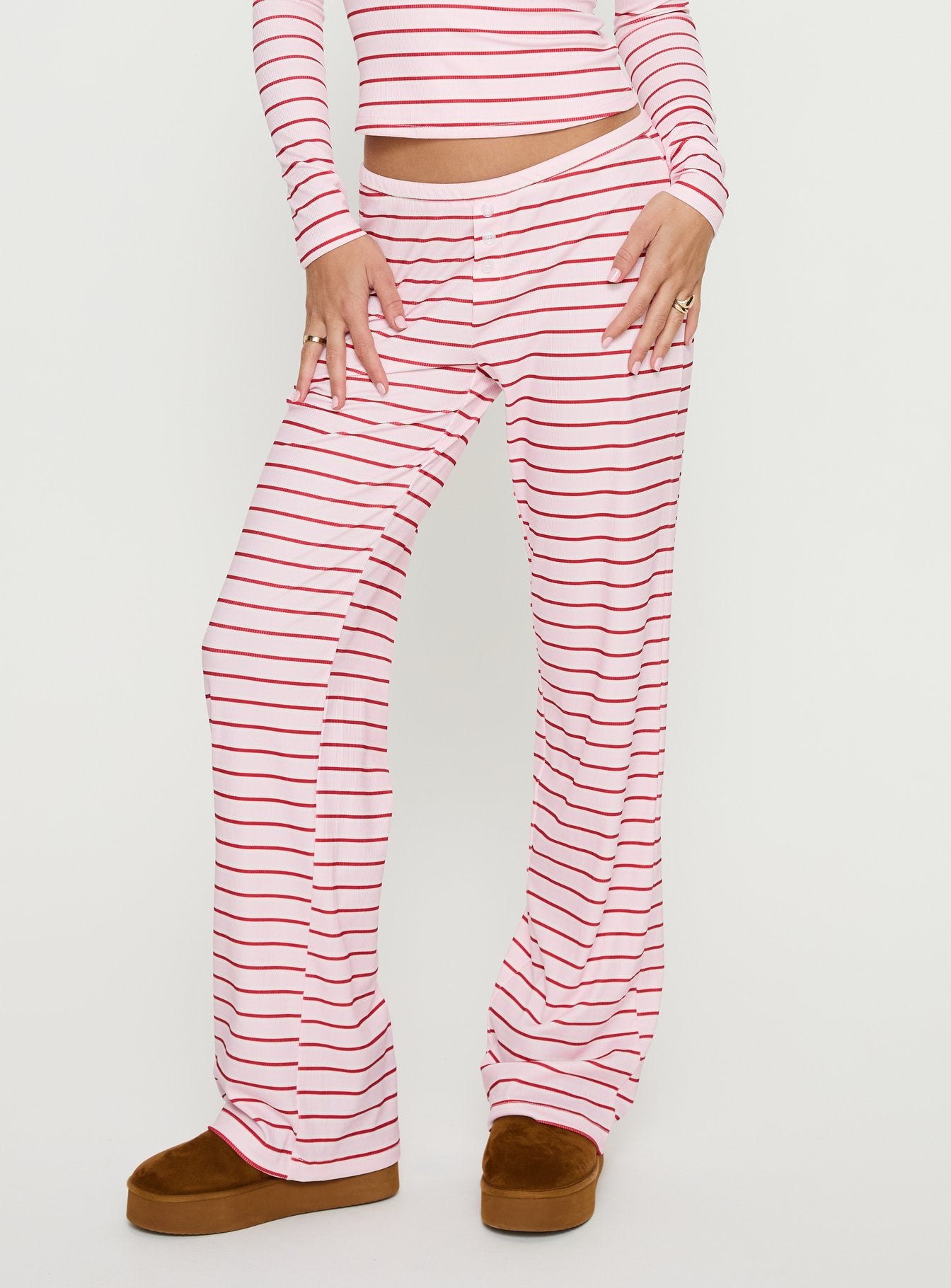 Alternative view of Slumber Party Sleep Rib Pants Pink Stripe