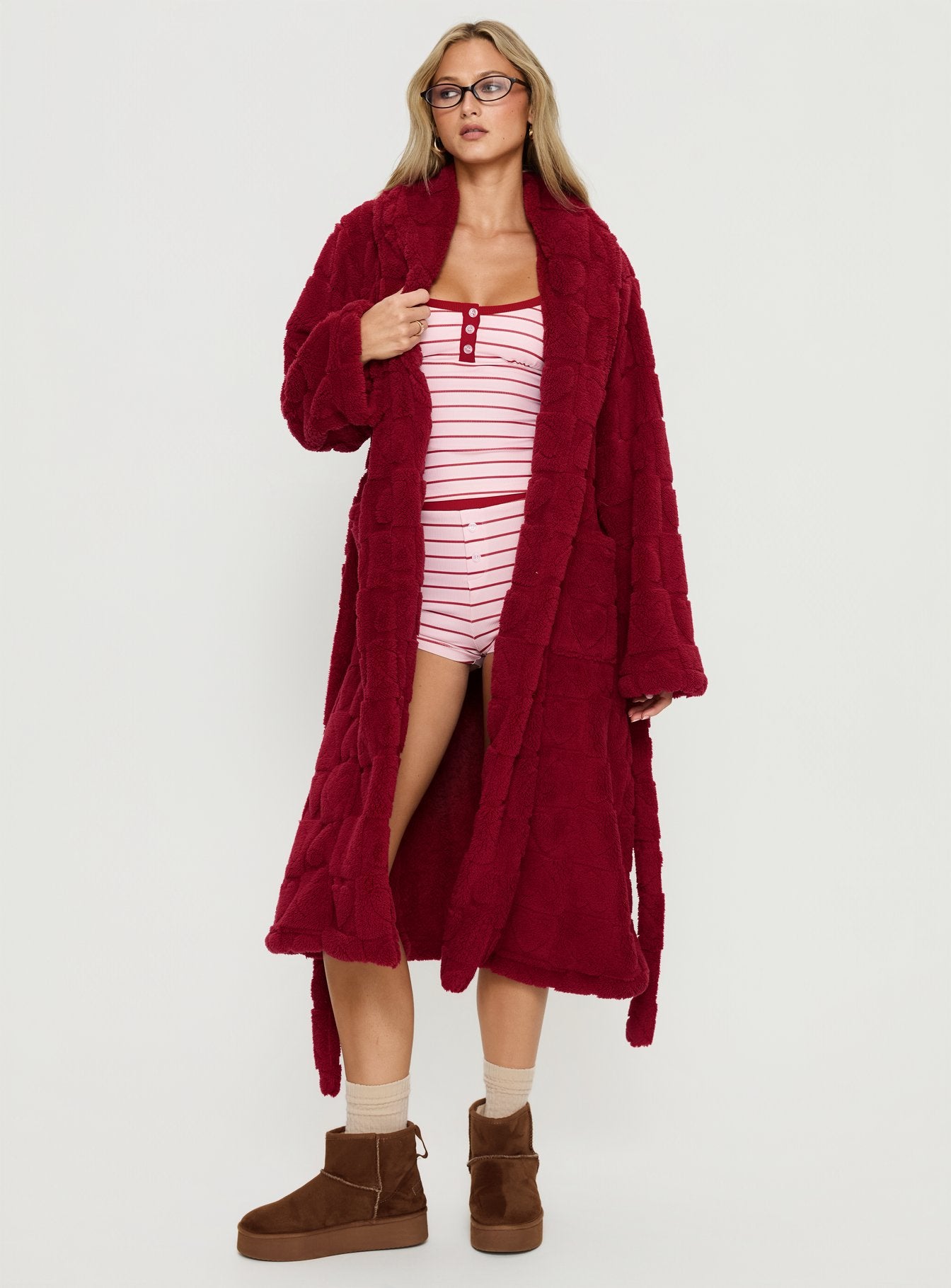 Alternative view of Soothe Bath Robe Burgundy