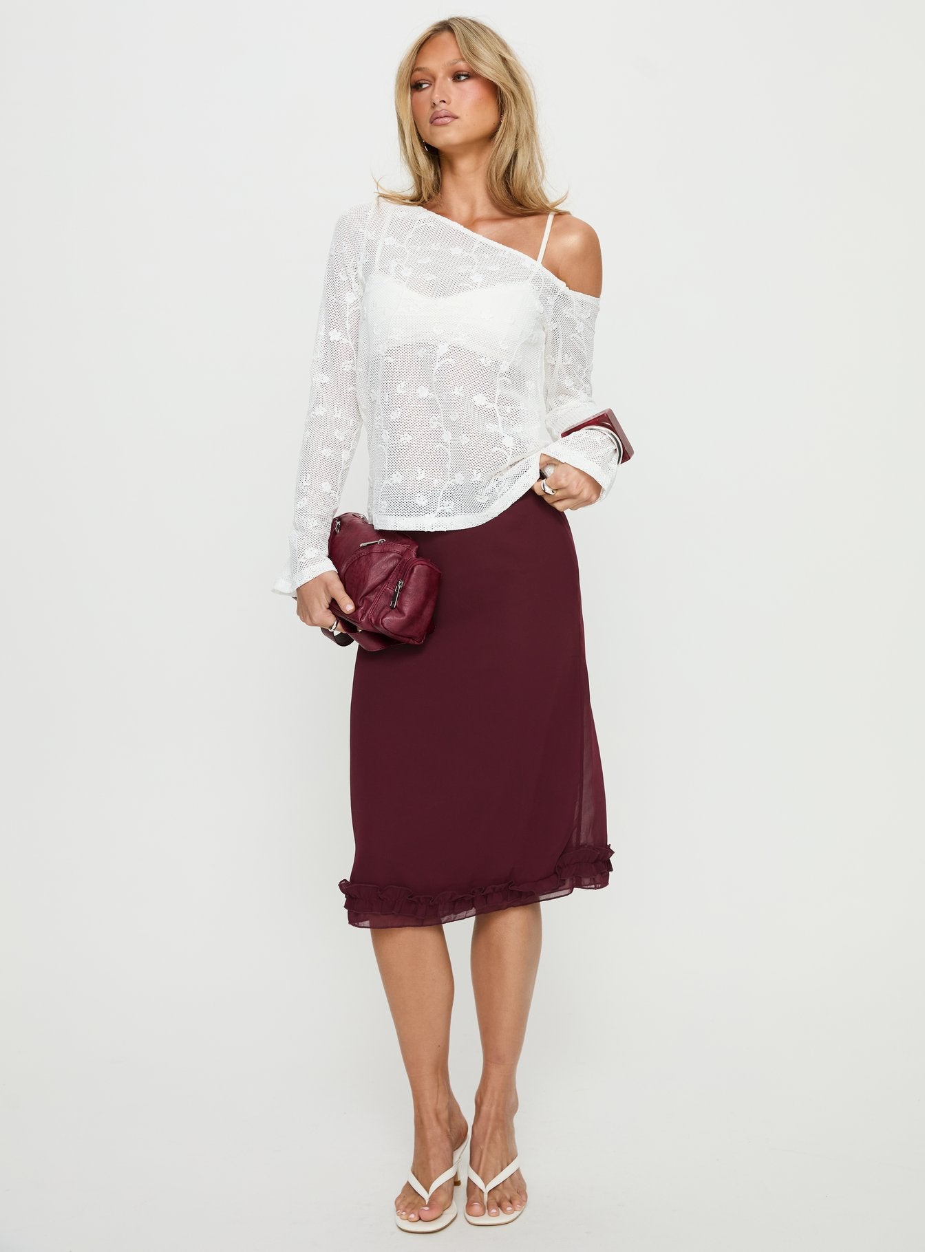 Alternative view of Rosette Frill Midi Skirt Currant