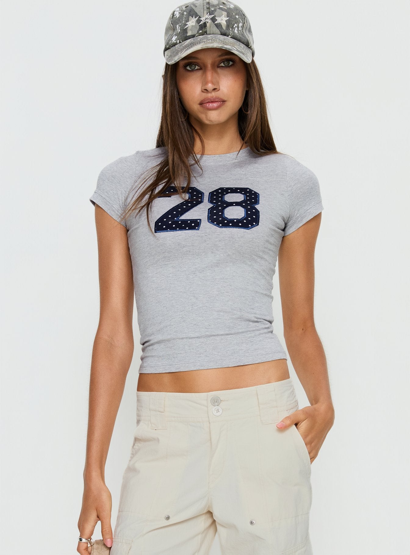 Alternative view of Sutin Tee Grey Marle Polka Dot