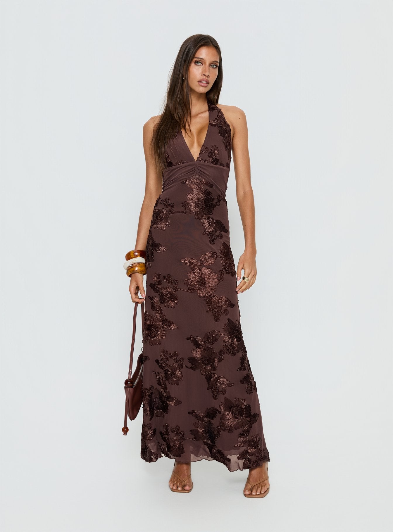 Alternative view of Rousseau Halter Maxi Dress Espresso