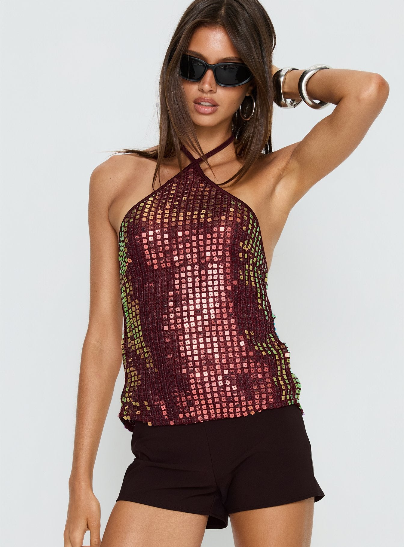 Alternative view of September Sunsets Halter Top Wine