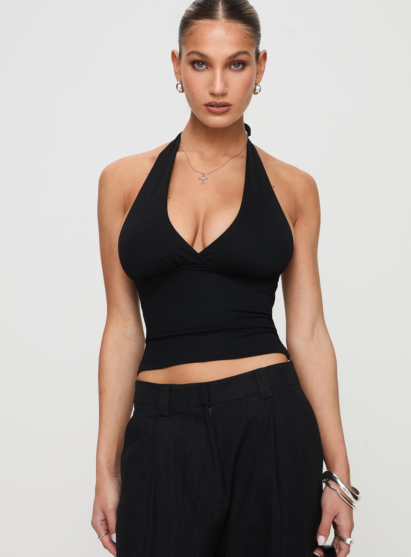 Alternative view of Whimsy Halter Top Black