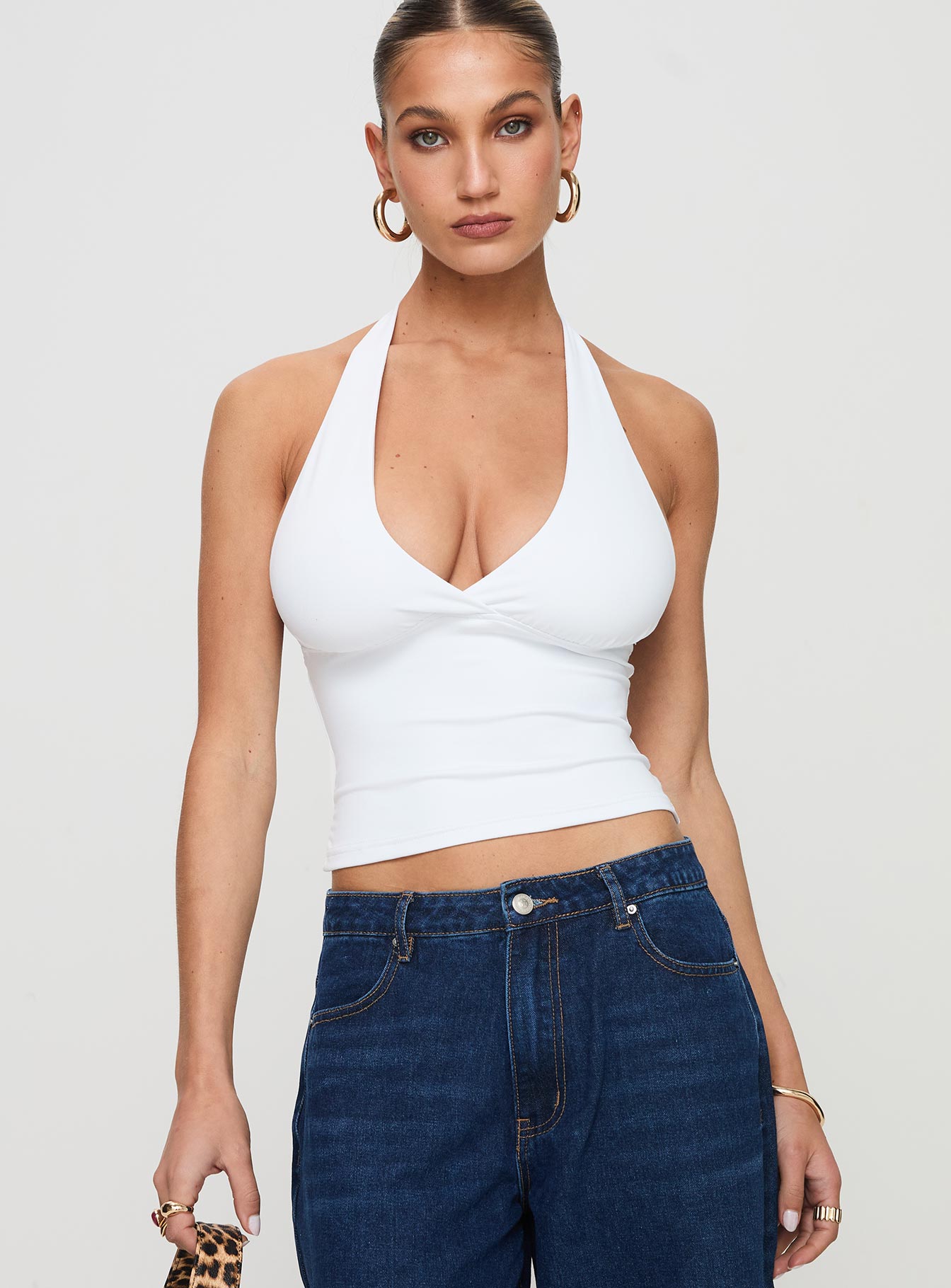 Alternative view of Whimsy Halter Top White