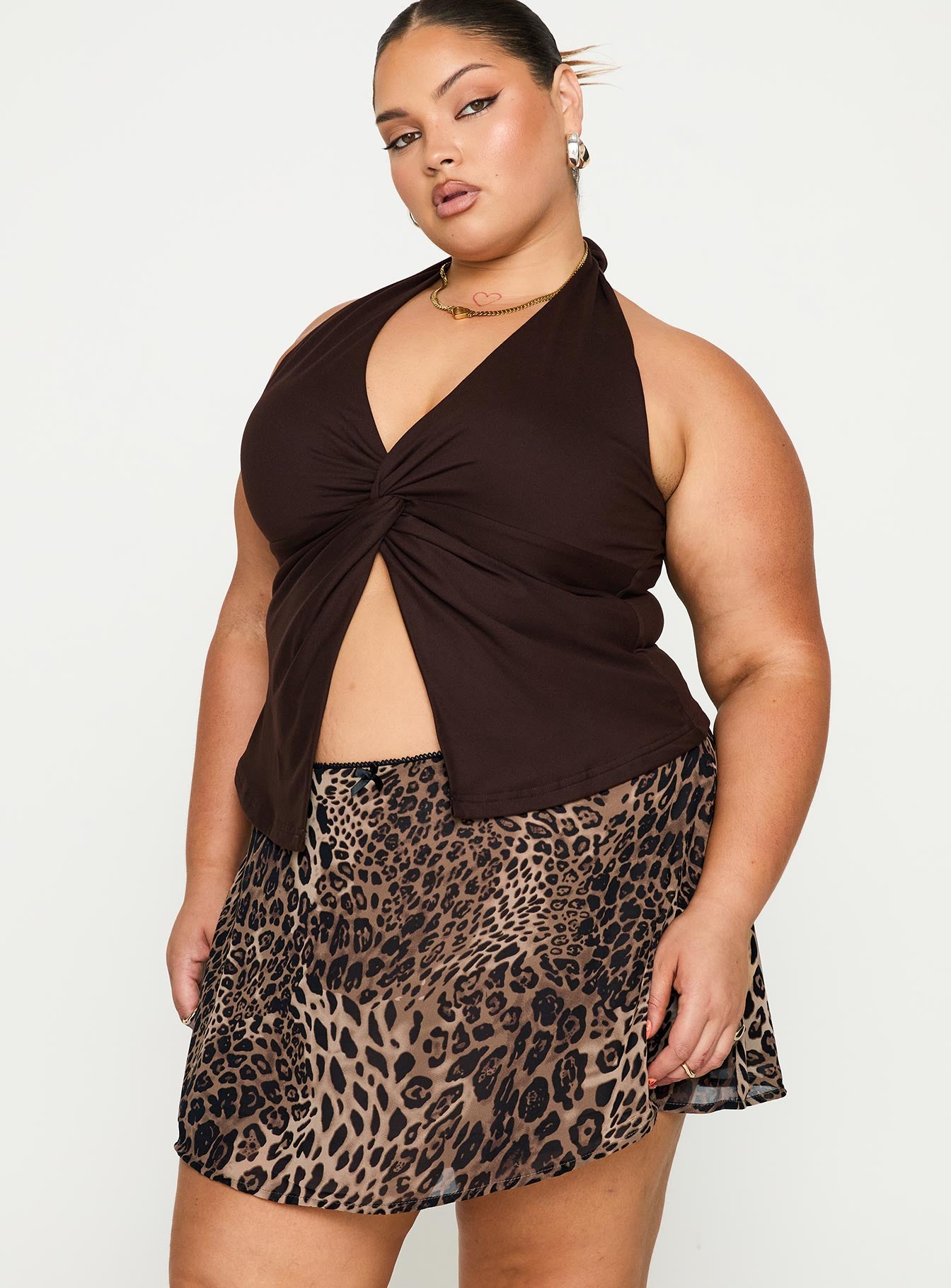 Alternative view of Tejano Mini Skirt Leopard Curve