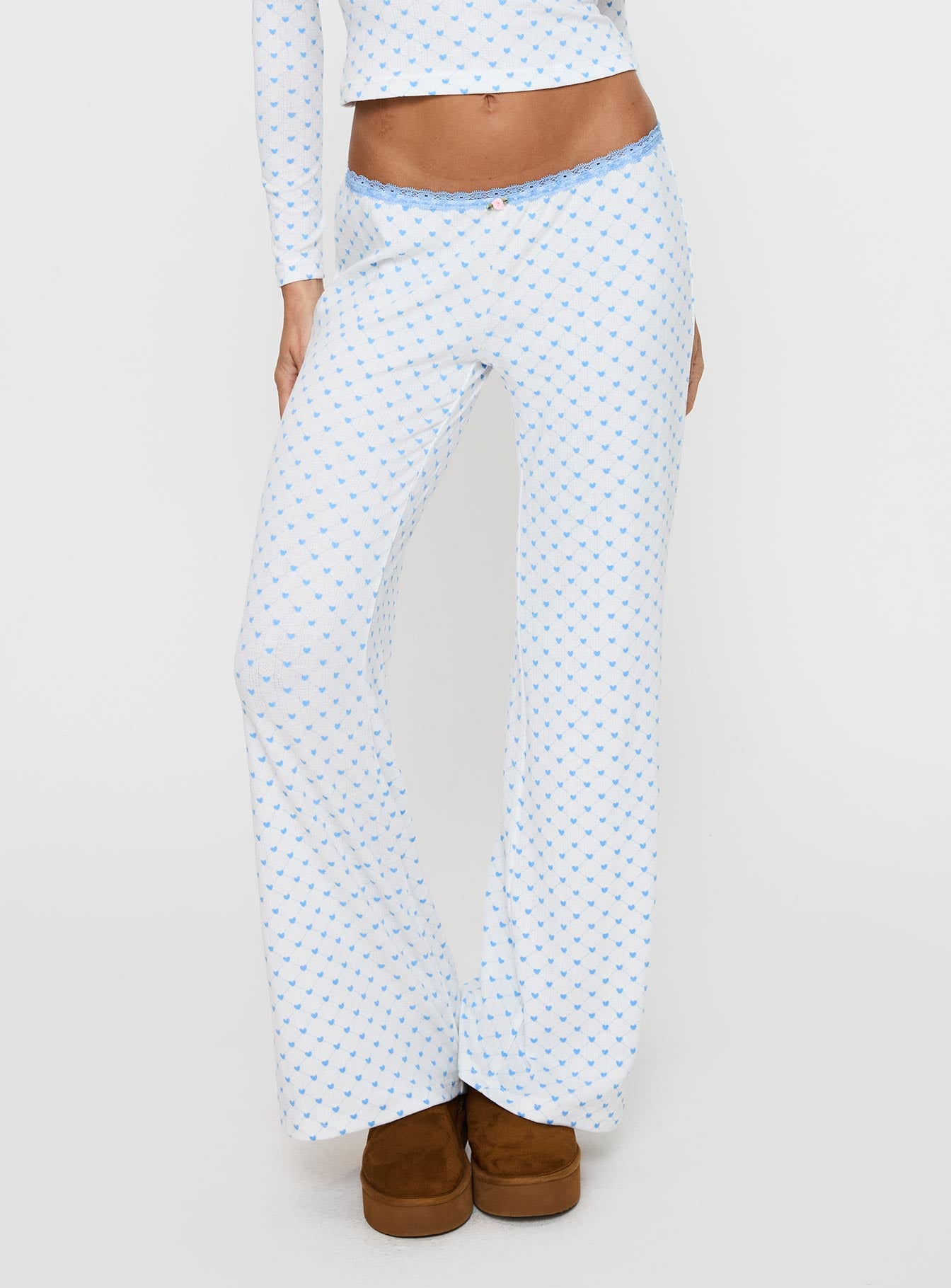 Alternative view of Whimsie Pointelle Sleep Pants Blue / White