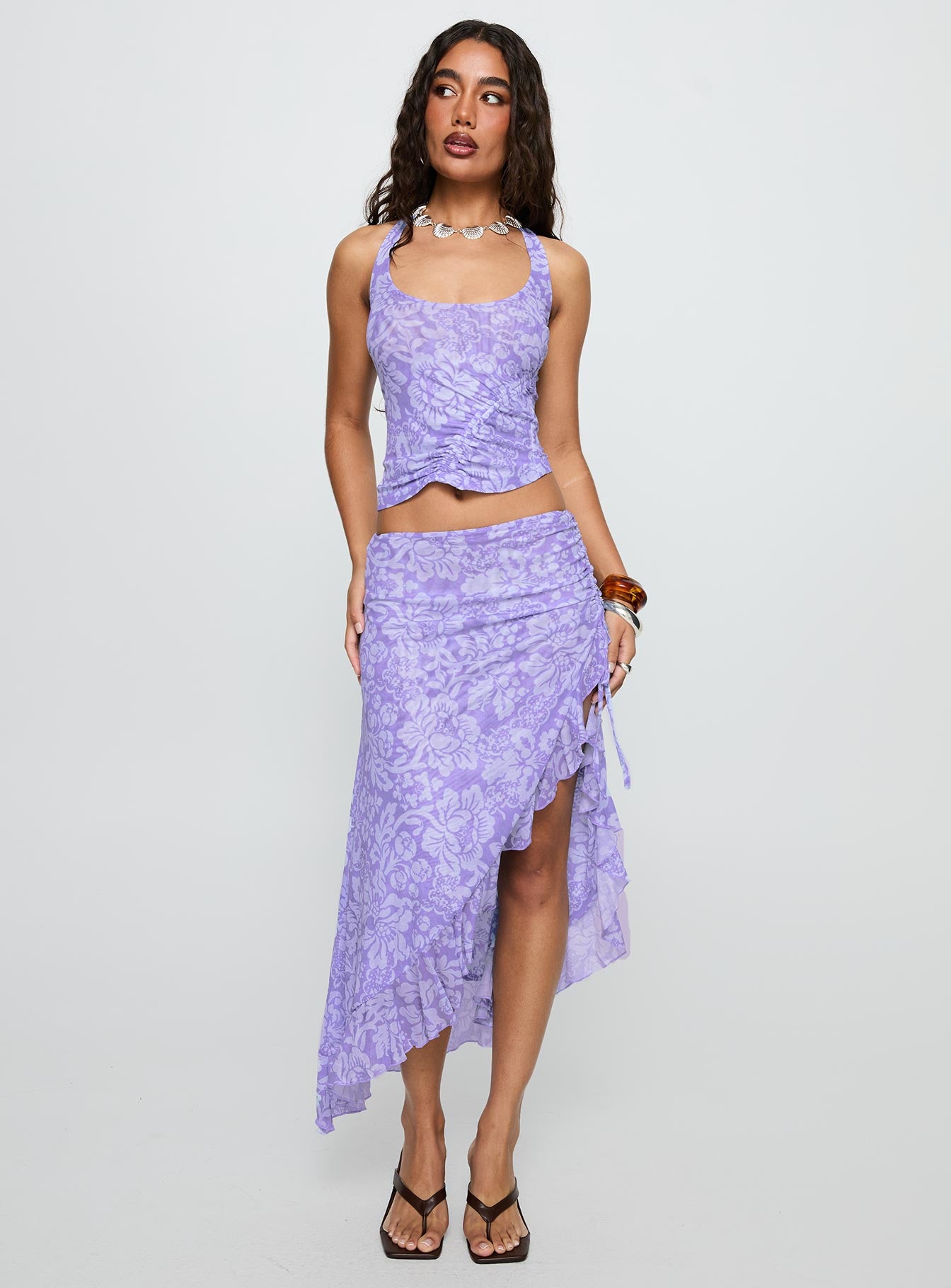 Rains And Pours Mesh Set Purple Floral - Image 2
