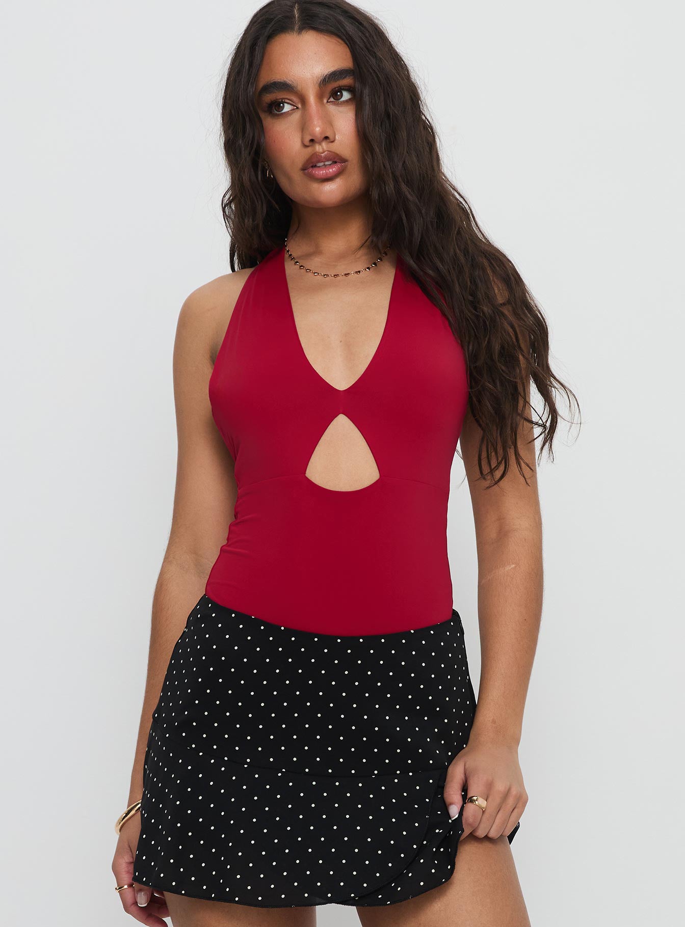 Alternative view of Sugarberry Cut Out Bodysuit Red