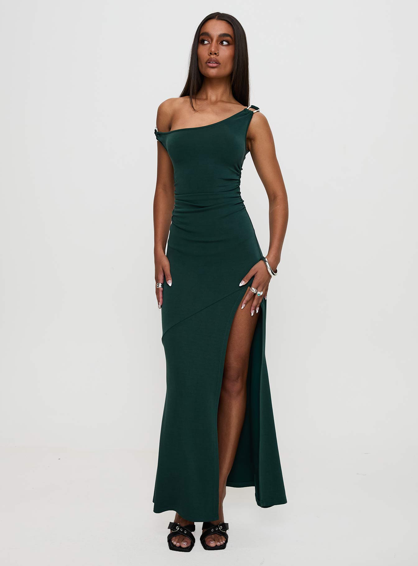 Alternative view of Rios One Shoulder Maxi Dress Green