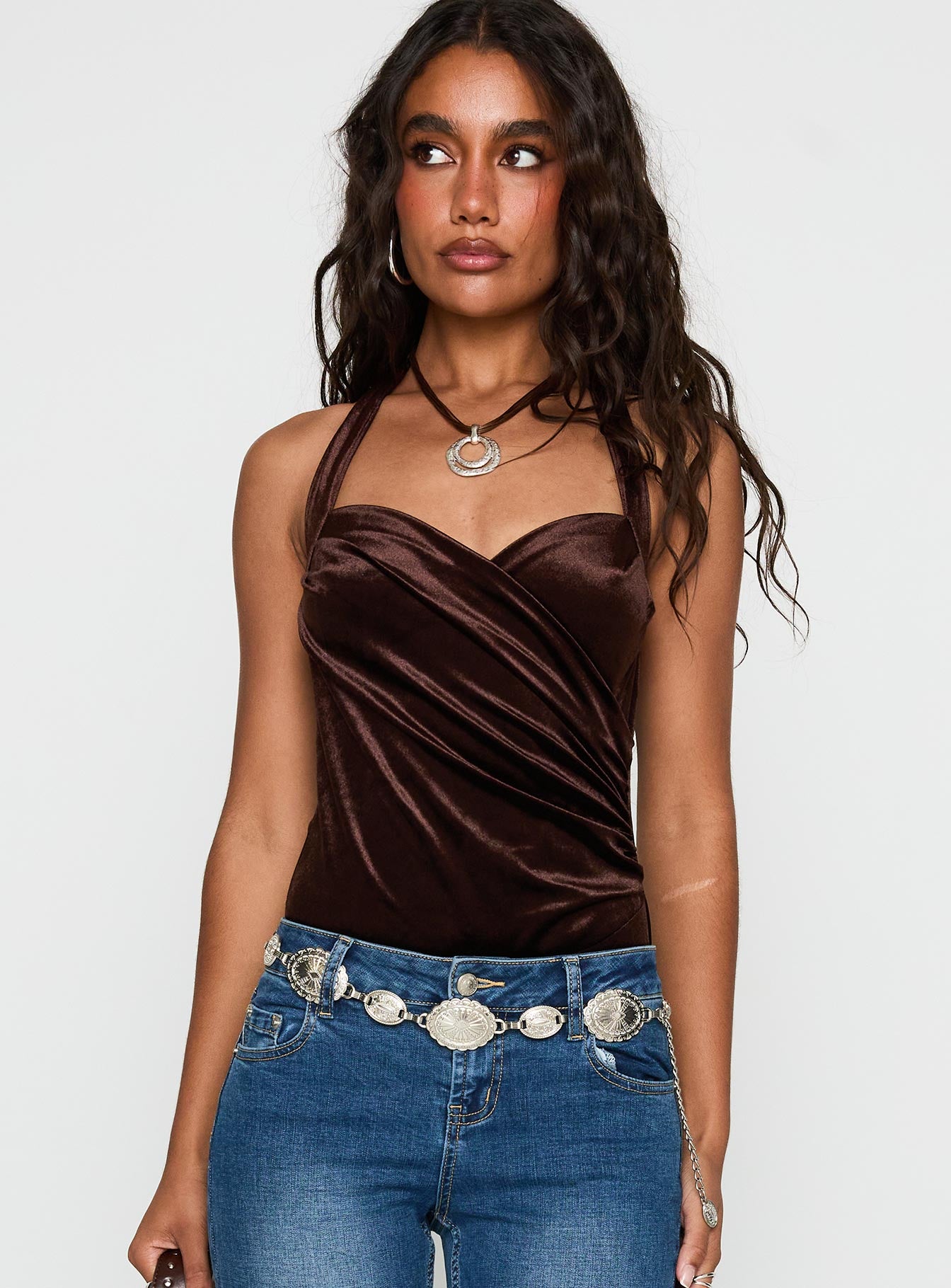 Alternative view of Ruelle Halter Bodysuit Brown