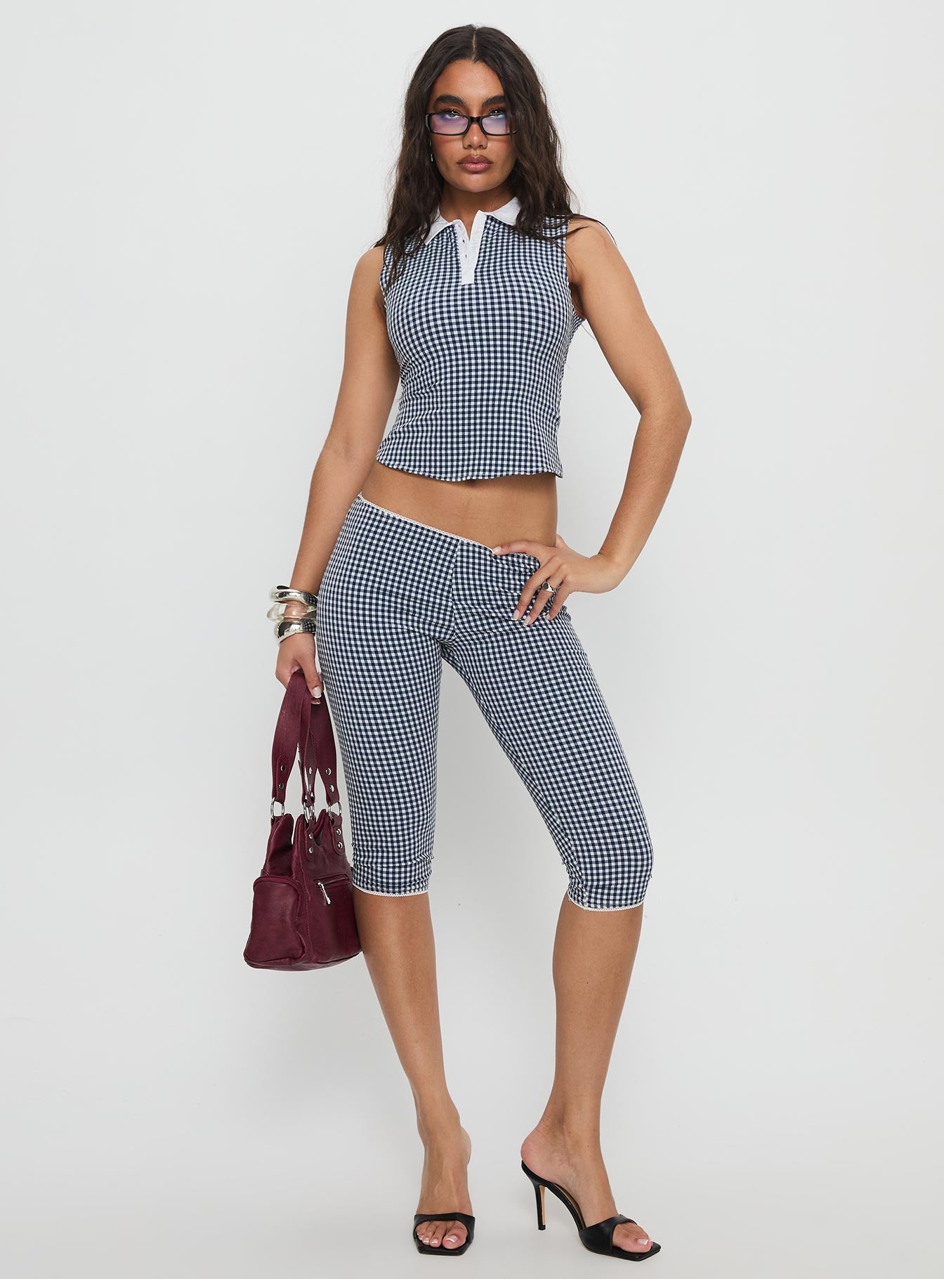 Alternative view of Tuka Capri Navy Gingham