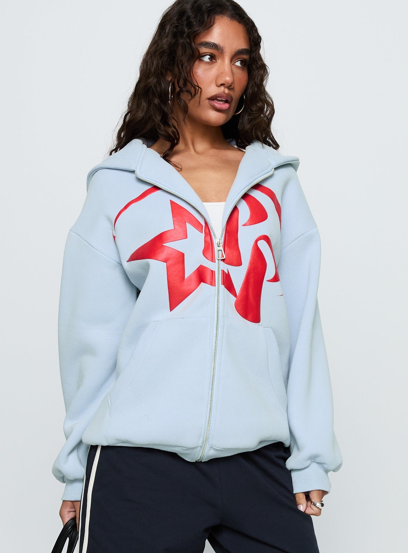 Alternative view of Starblazer Zip Up Graphic Hoodie Blue / Red