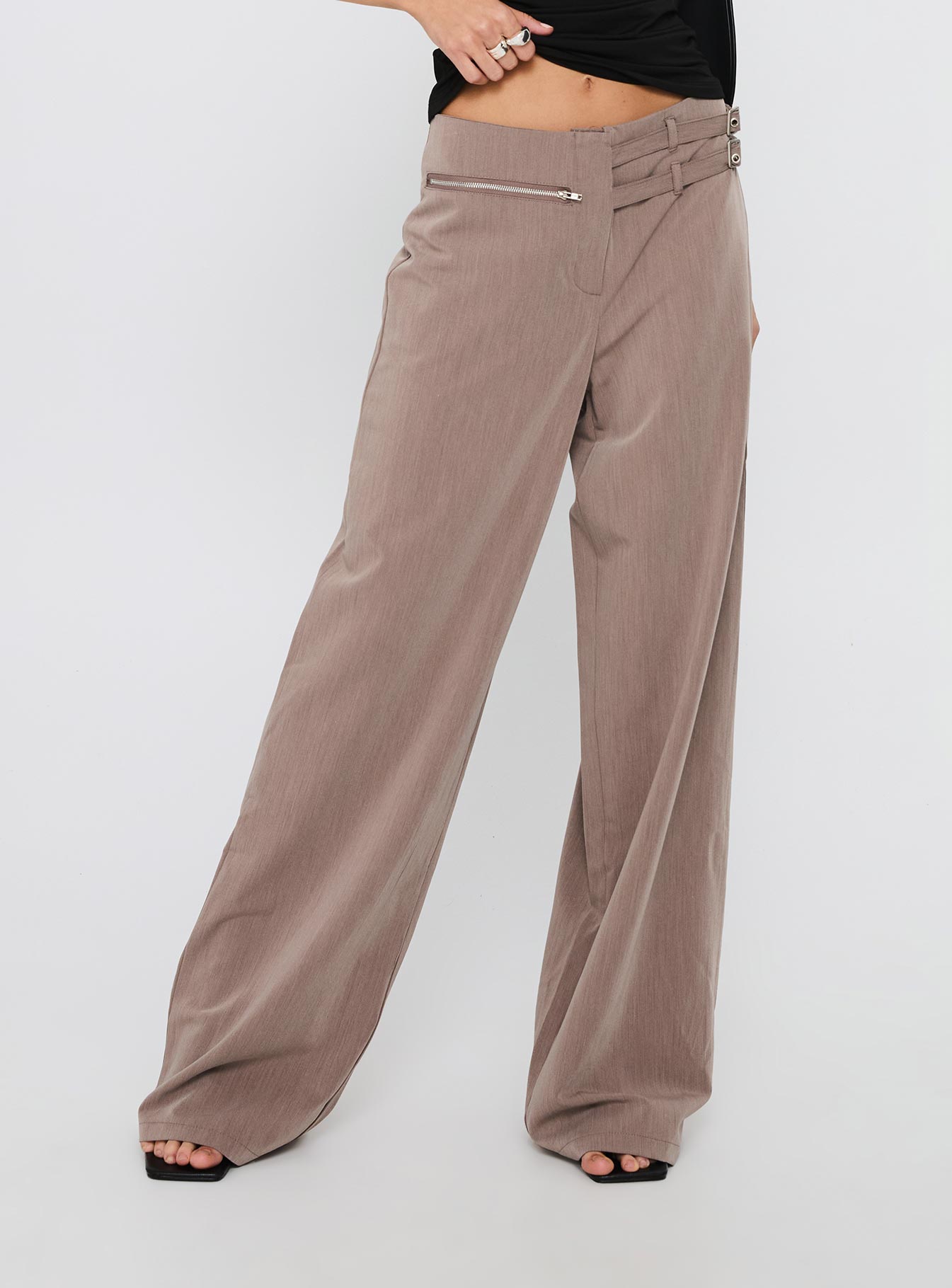 Alternative view of Rinah Belted Pants Brown