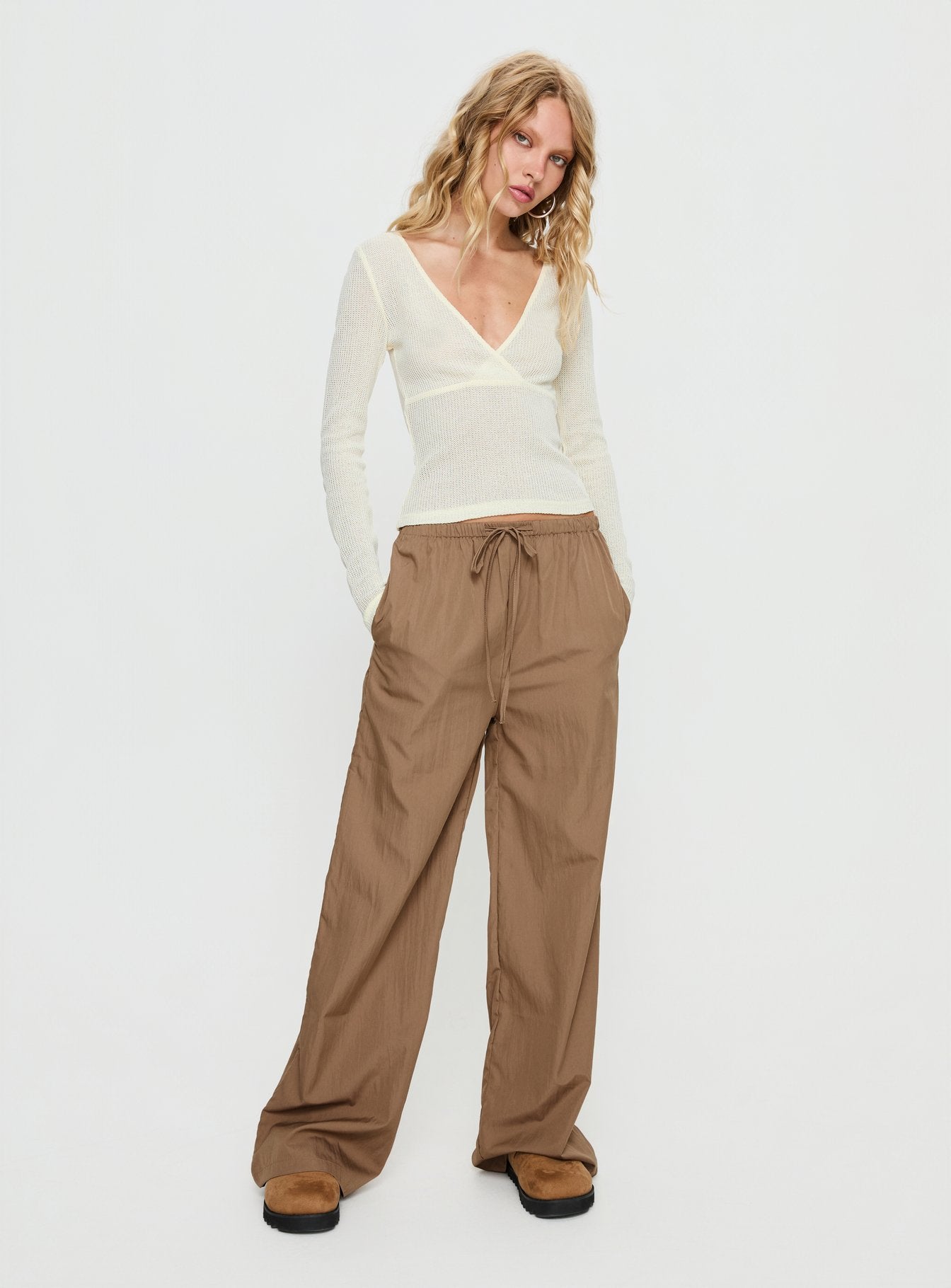 Alternative view of Romonda Drawstring Straight Leg Pants Khaki