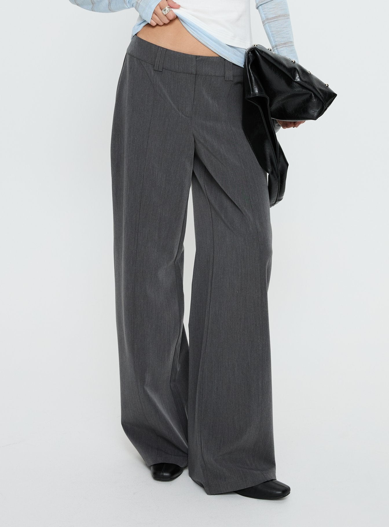 Alternative view of Sarito Low Rise Straight Leg Pants Grey