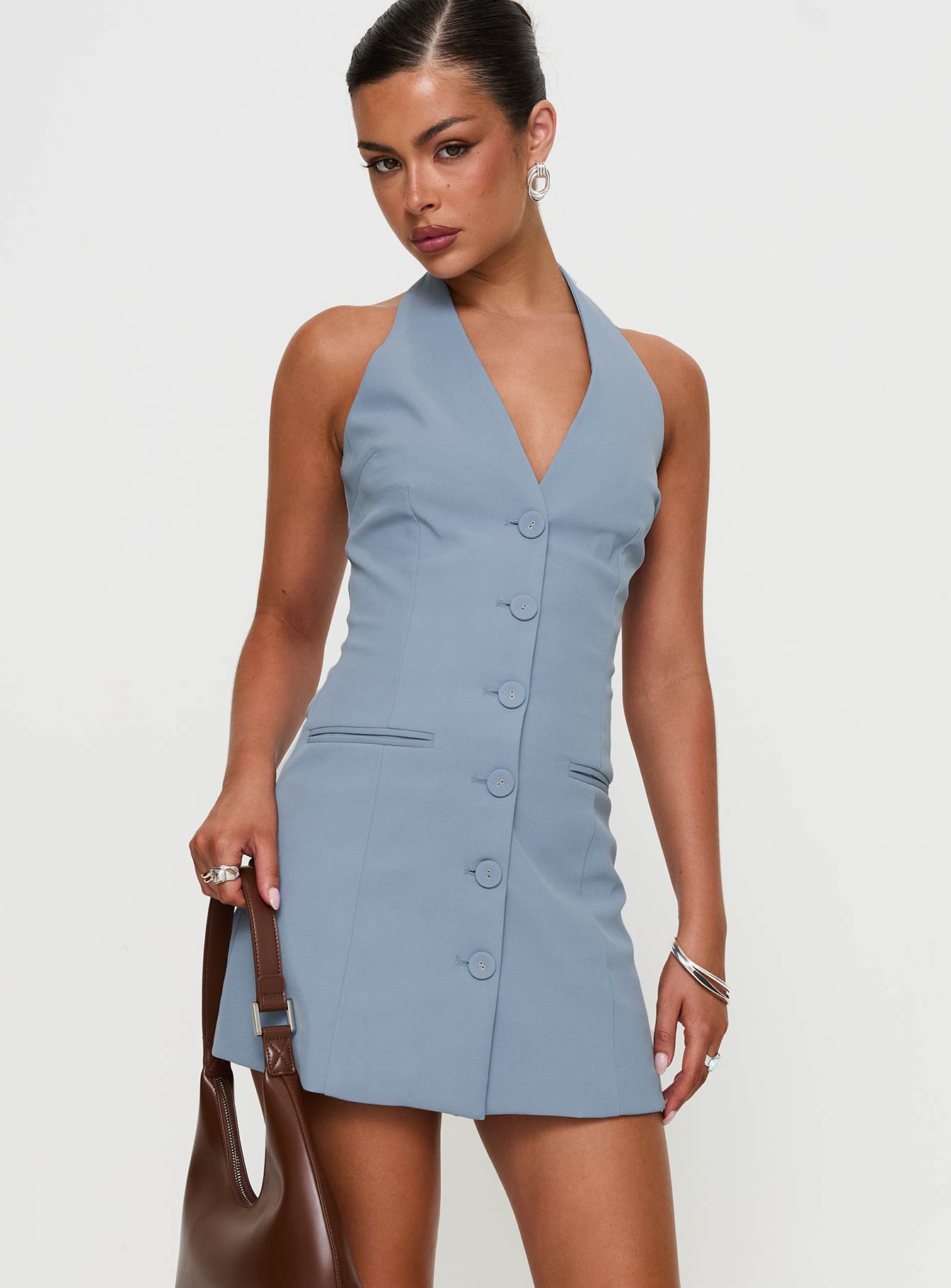 Alternative view of Vyxen Halter Mini Dress Blue