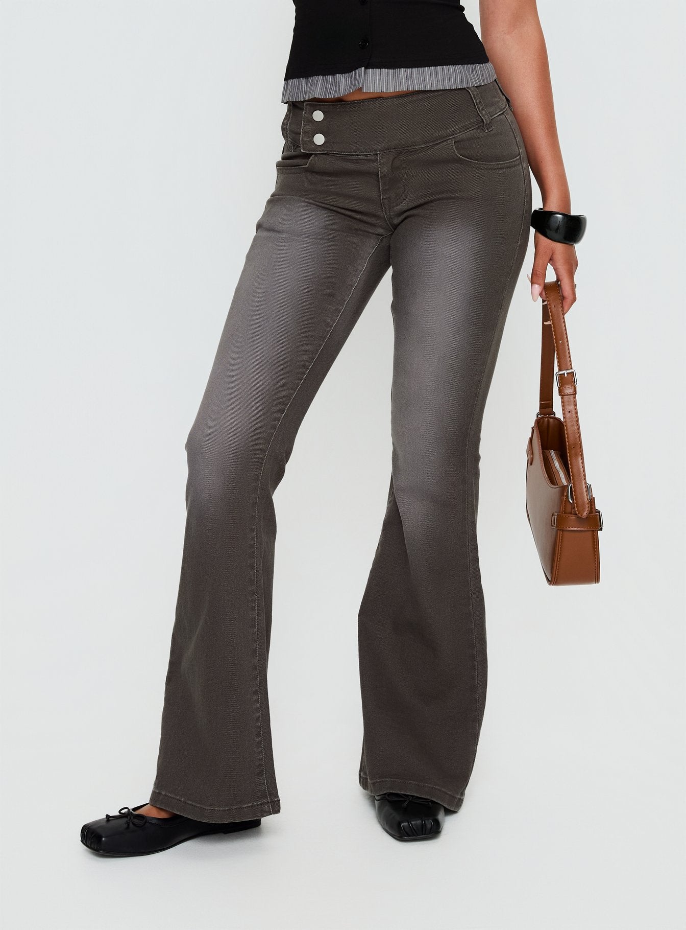 Alternative view of Romea Low Waist Bootleg Jeans Dark Grey
