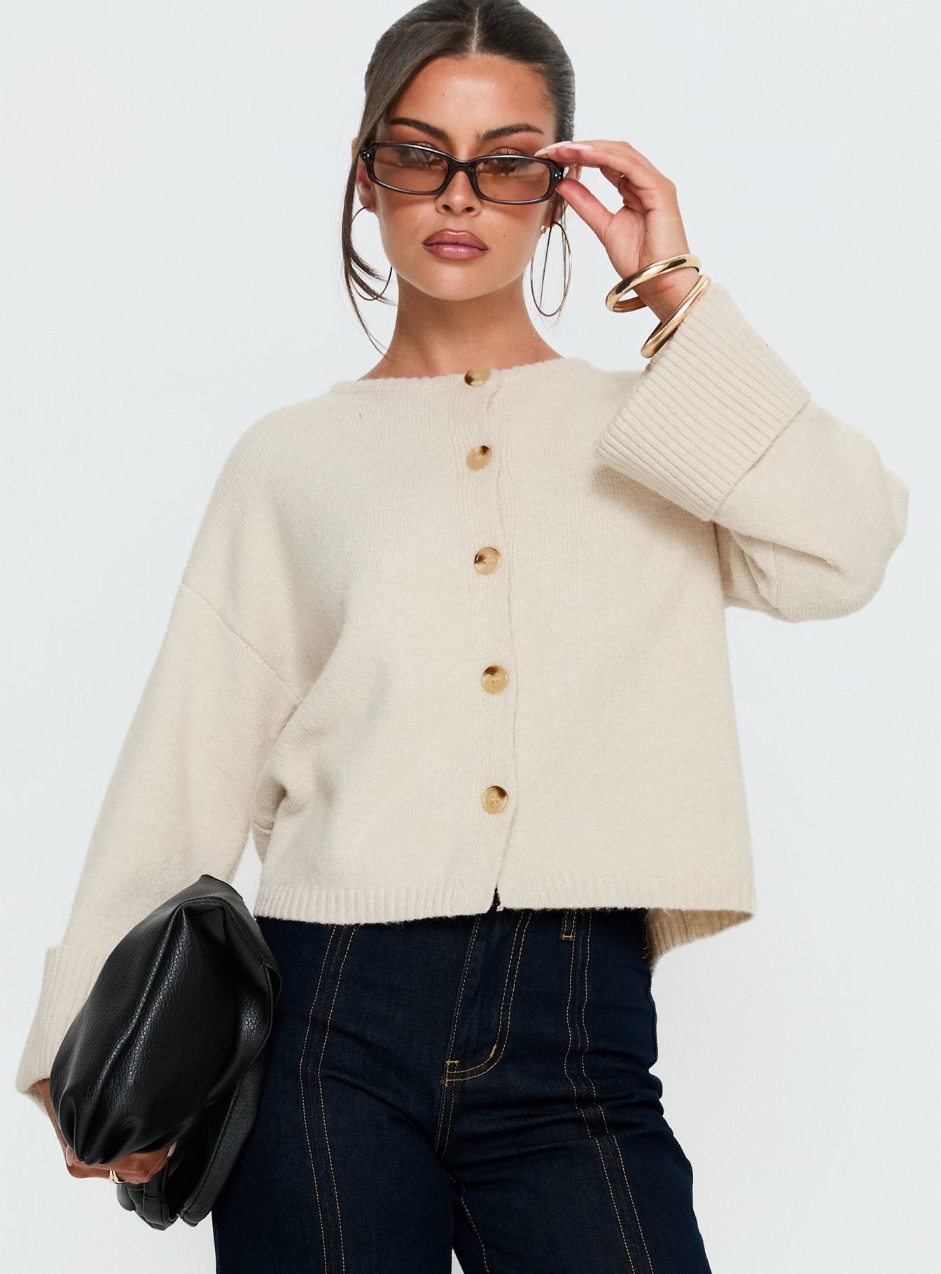 Alternative view of Shinead Cuffed Knit Cardigan White