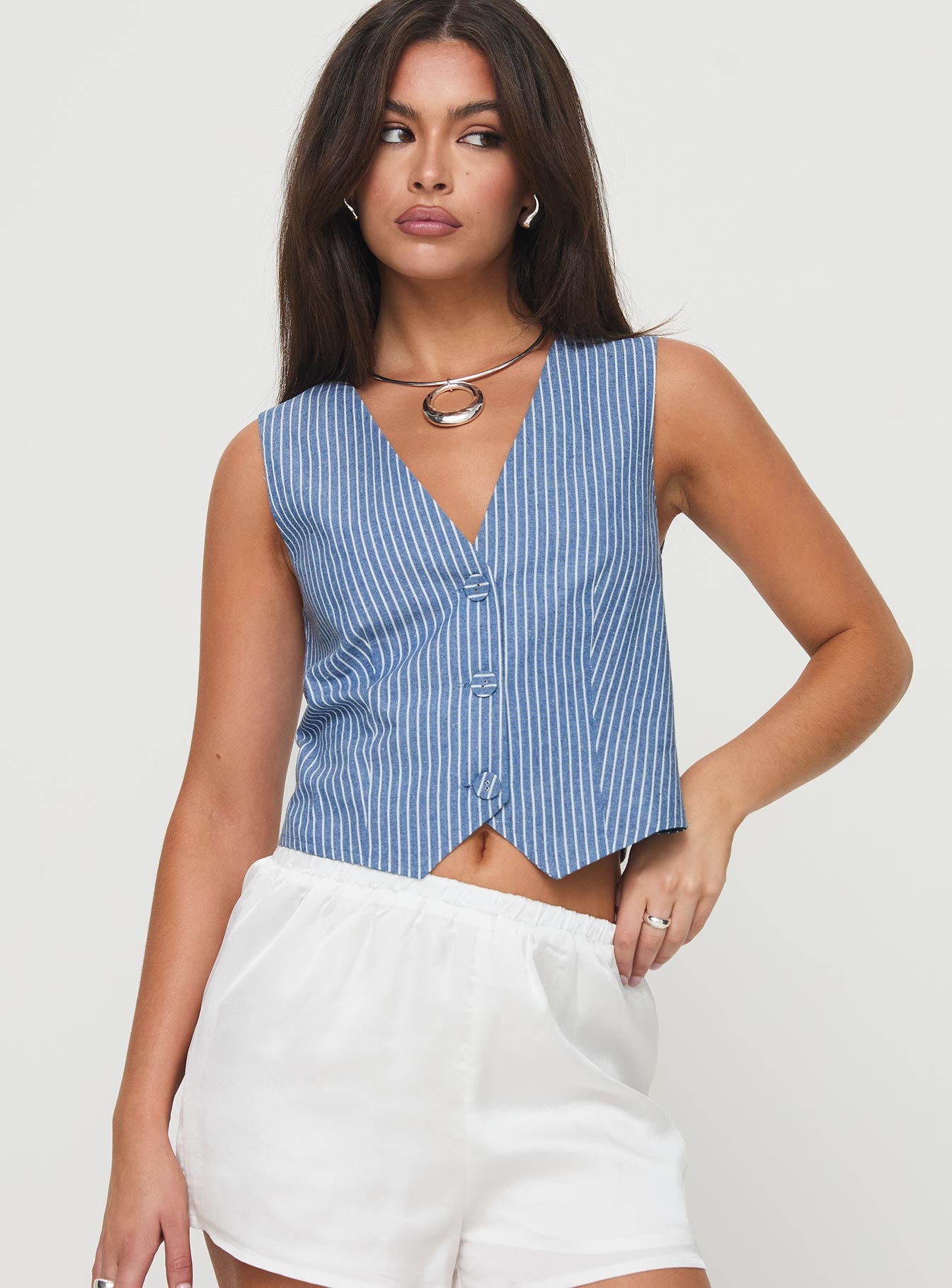 Alternative view of Veridian Vest Blue Stripe