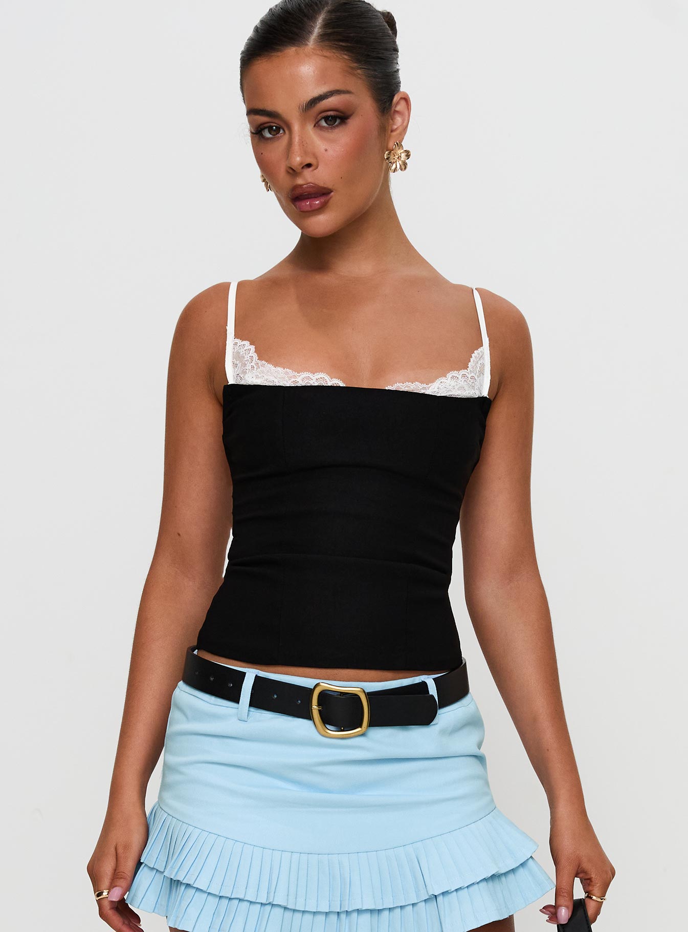 Alternative view of Renaissance Corset Lace Top Black / White