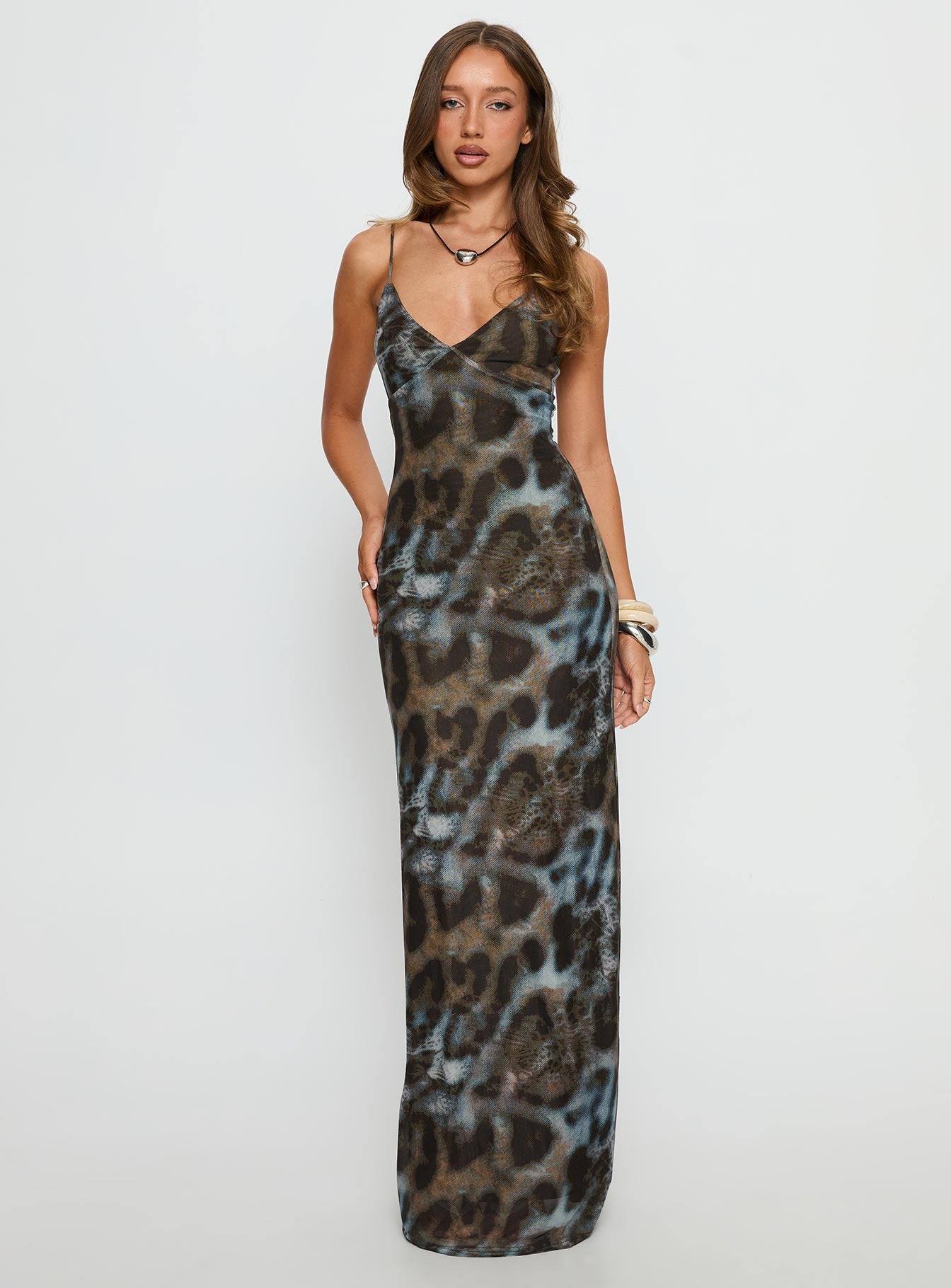 Saphrona V-Neck Maxi Dress Leopard