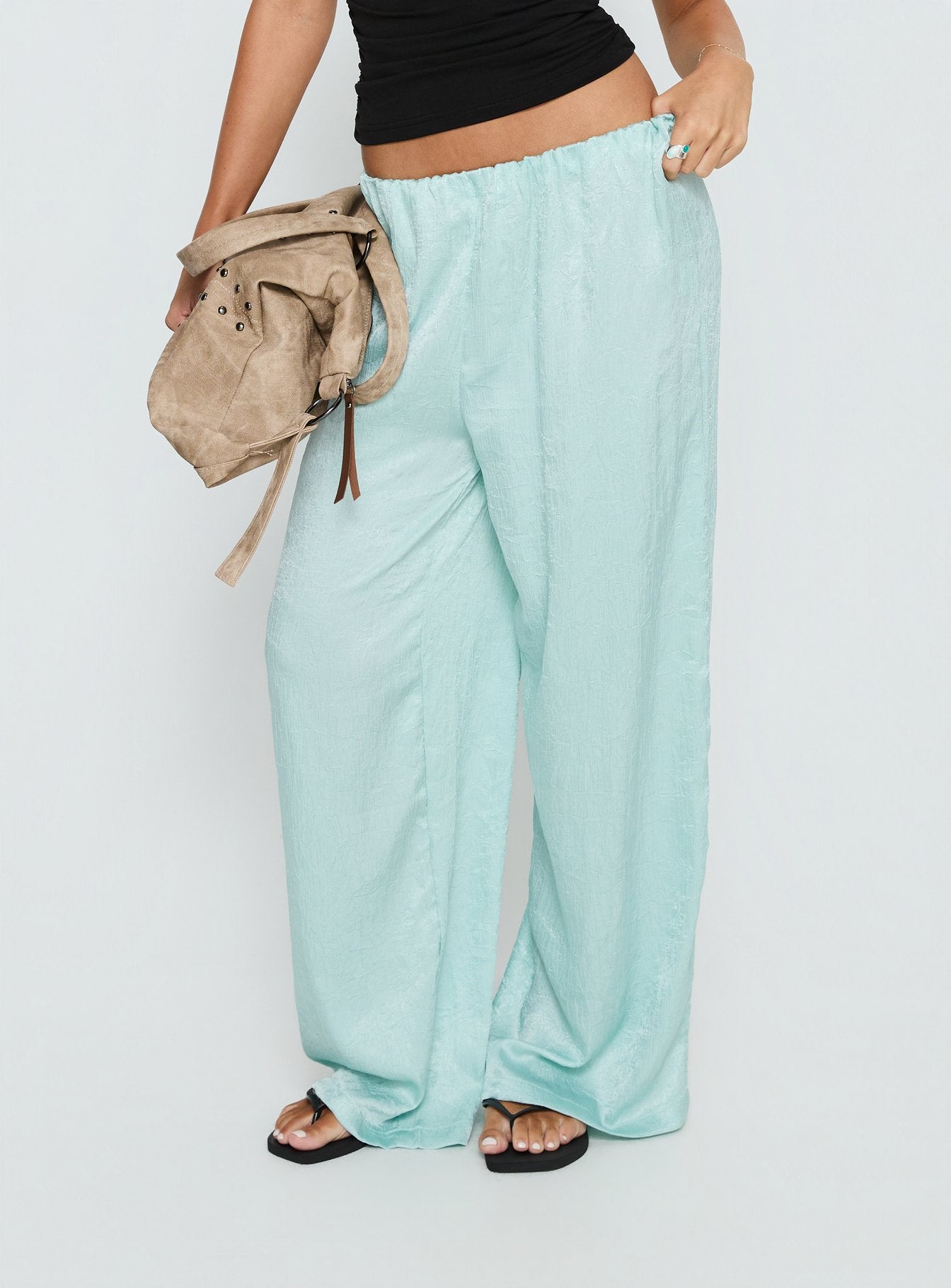 Alternative view of Salona Satin Straight Leg Pants Jelly Mint