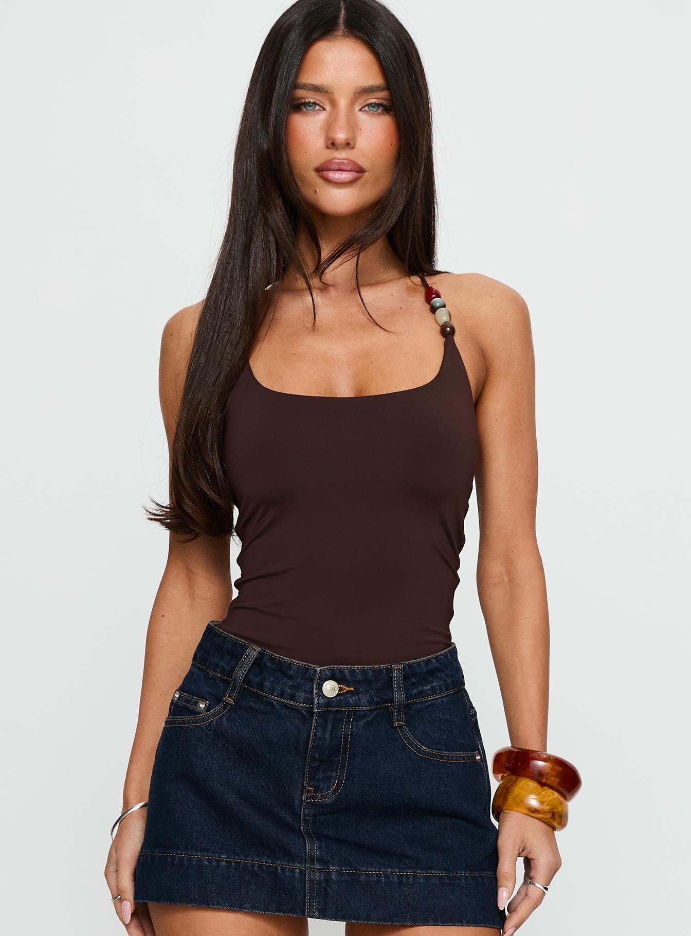 Alternative view of Someone You Need Bead Detail Bodysuit Chocolate
