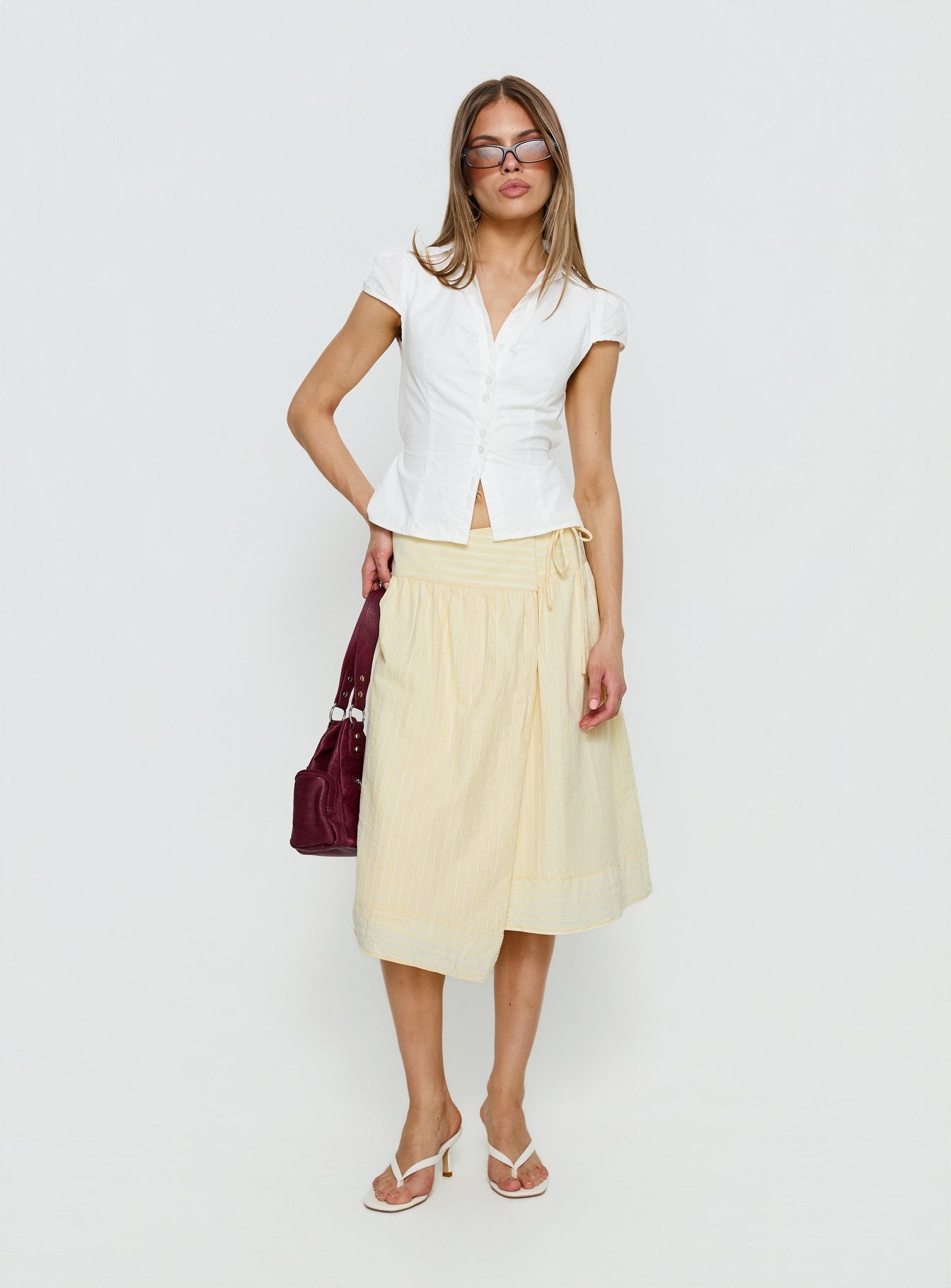Alternative view of Sunney Wrap Midi Skirt Yellow