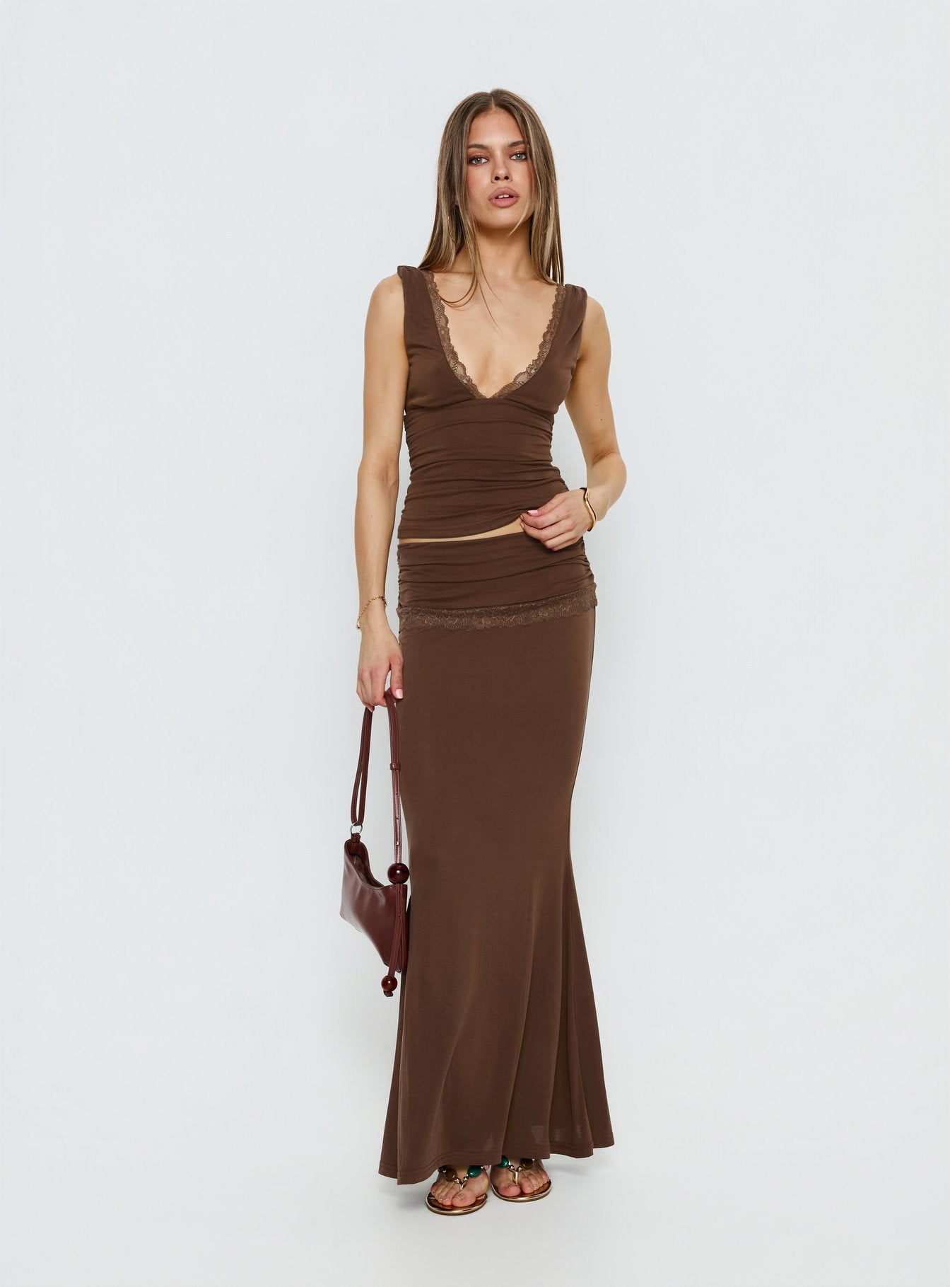 Alternative view of Zespri Jersey Maxi Skirt Brown