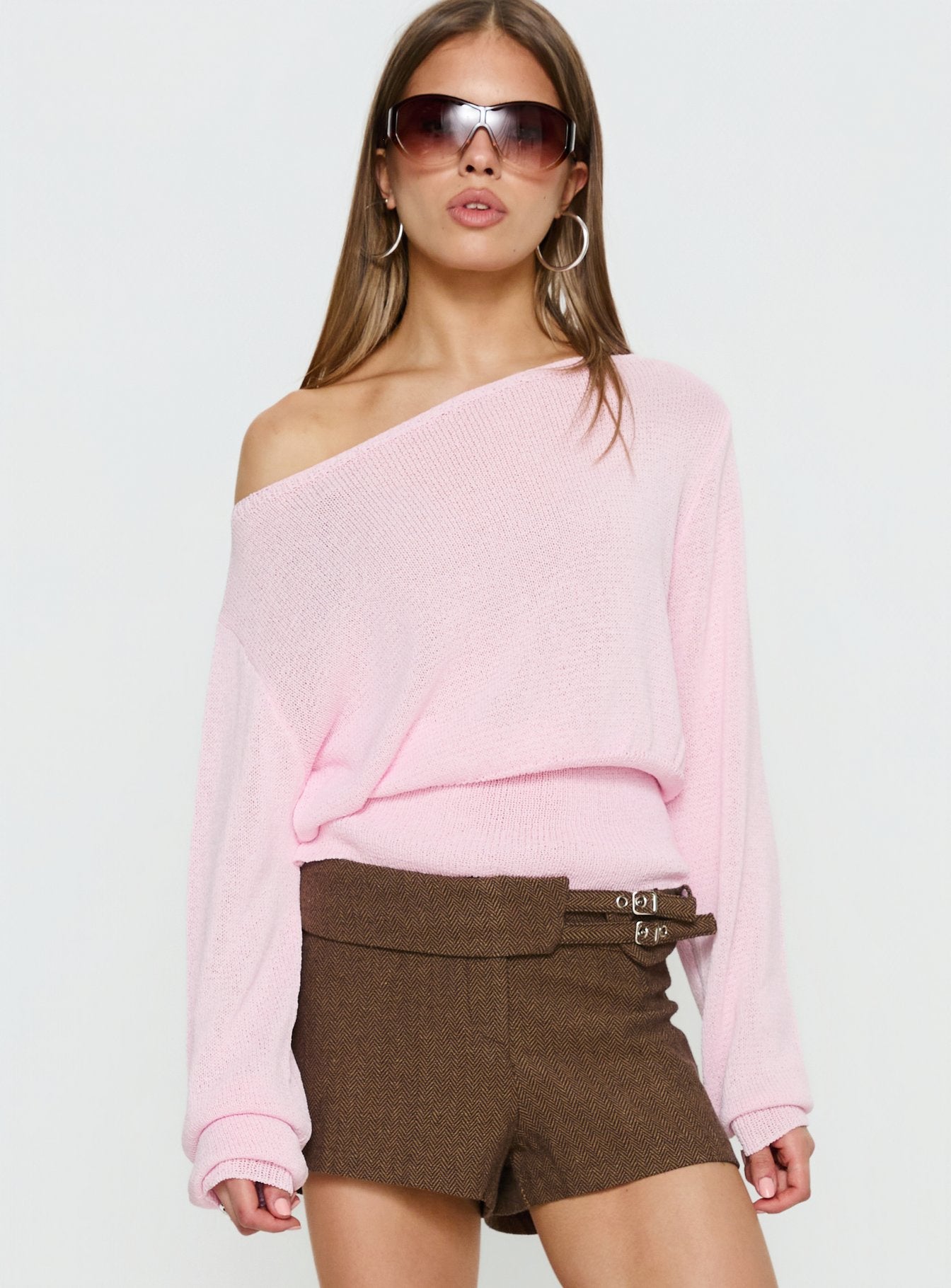 Alternative view of Xaria Off Shoulder Knit Sweater Pink