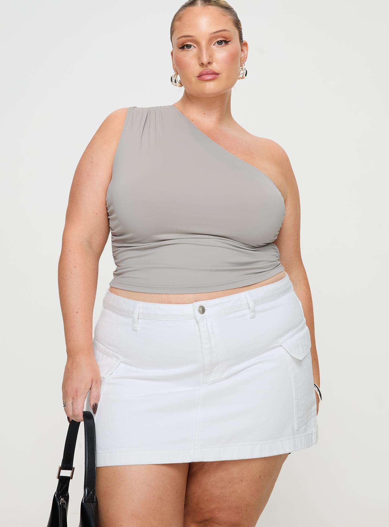 Alternative view of Zakai Cargo Denim Mini Skirt White Denim Curve
