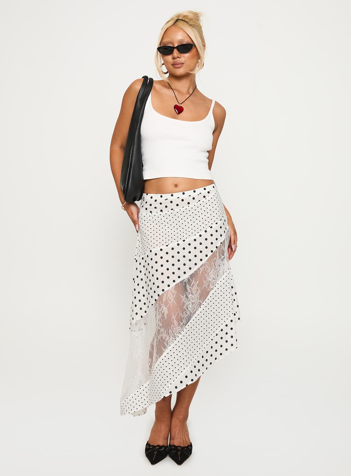 Alternative view of Rennar Maxi Skirt White / Polka Dot