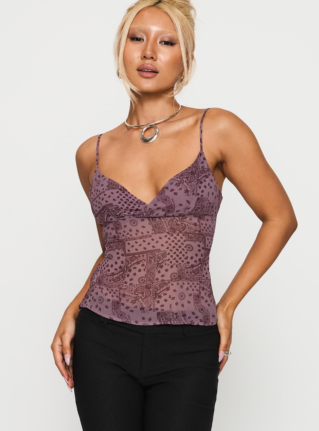 Alternative view of Thank The Angels Backless Top Purple