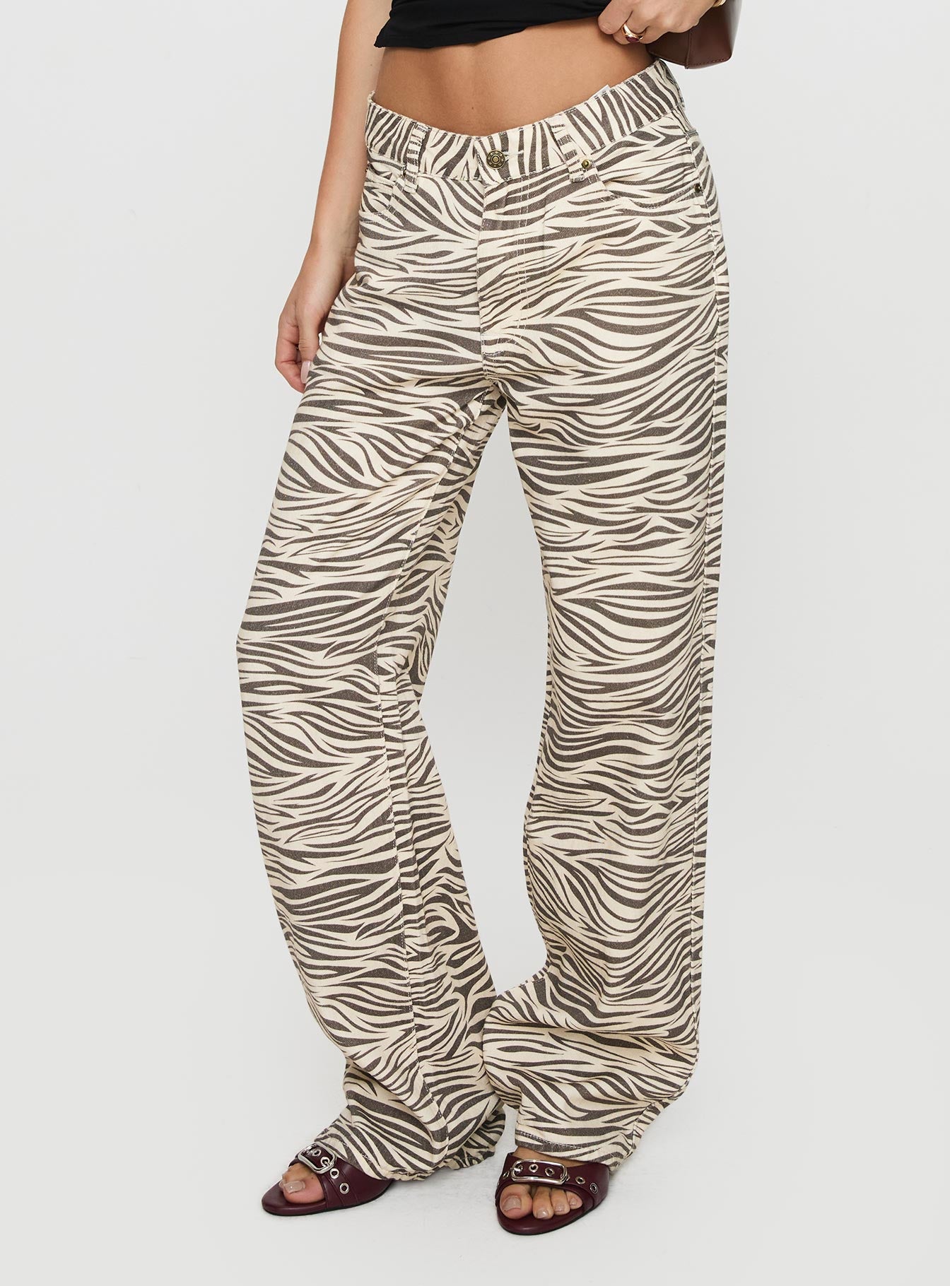 Alternative view of Top Model Low Rise Straight Leg Jeans Zebra