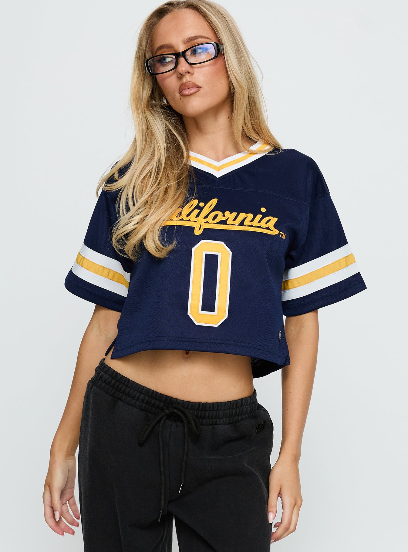 Alternative view of Uc Berkeley Cropped Football Jersey Tee Blue