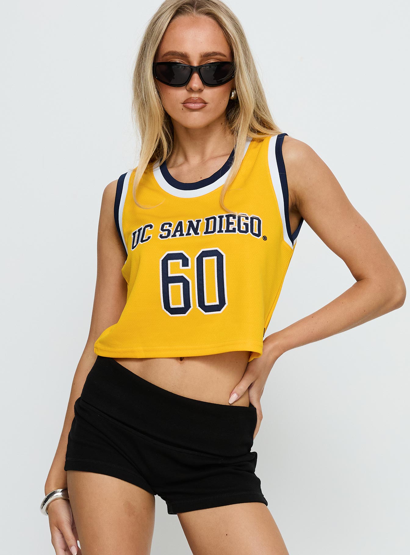 Alternative view of Uc San Diego Cropped Basketball Jersey Tank Yellow