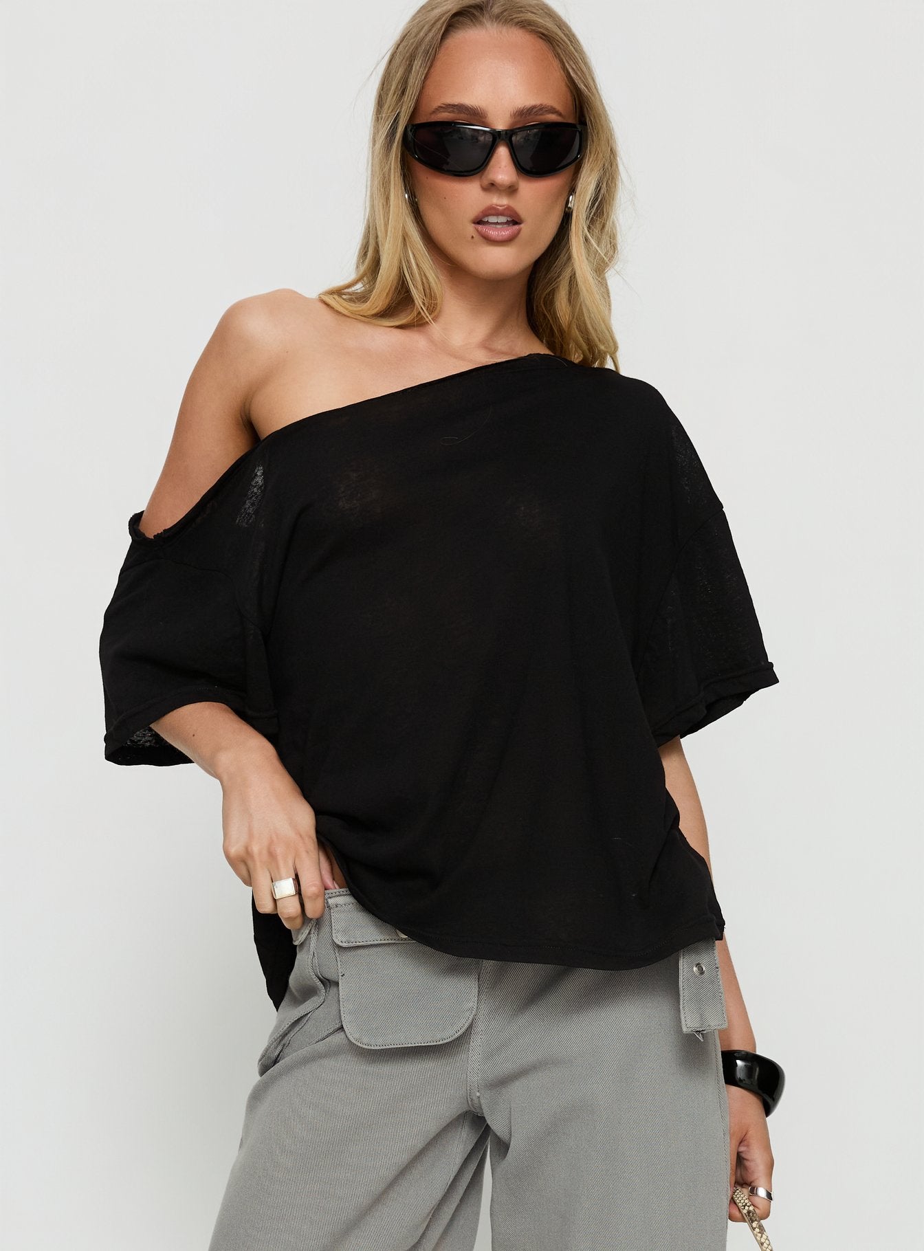 Alternative view of Winny Off Shoulder Tee Black