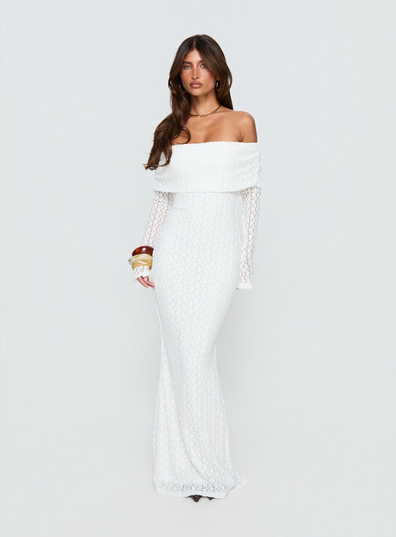 Alternative view of Sofenna Long Sleeve Off Shoulder Maxi Dress White