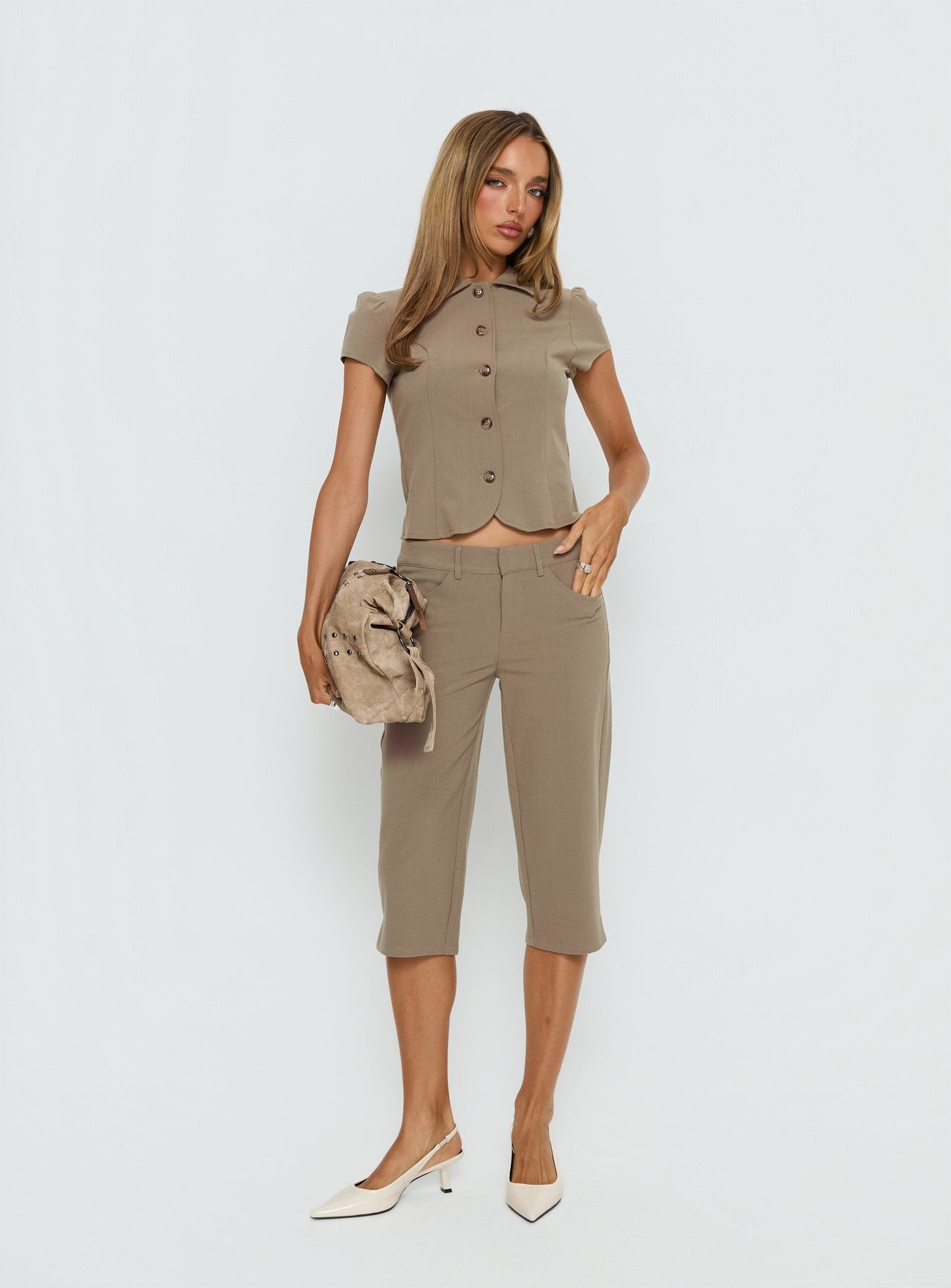 Alternative view of Tunian Capri Tailored Pants Taupe